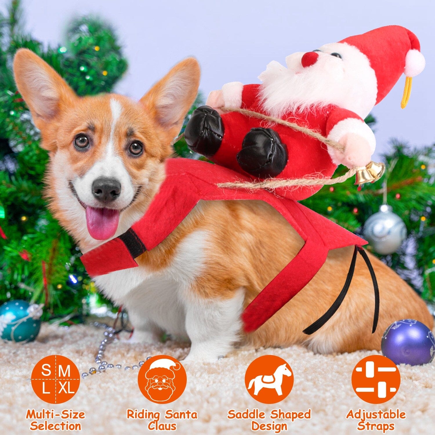 Christmas Costumes Red Winter  Coat for Dog Riding Santa Claus  with Bell Cheap Get To Buy