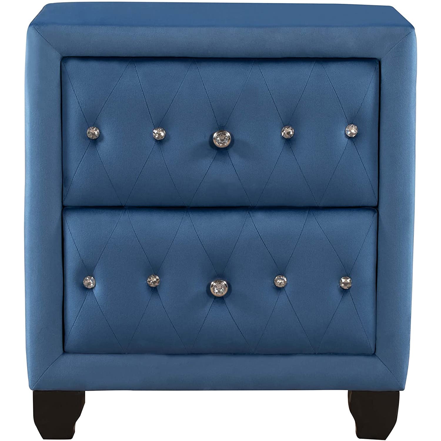 27.9 Tall Bedside Table Blue Upholstered Velvet 2-Drawer Nightstand Websites Online