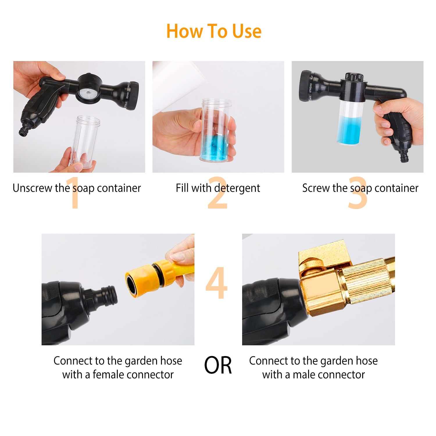 8-in-1 Foam Garden Hose Nozzle Soap Sprayer Affordable Online