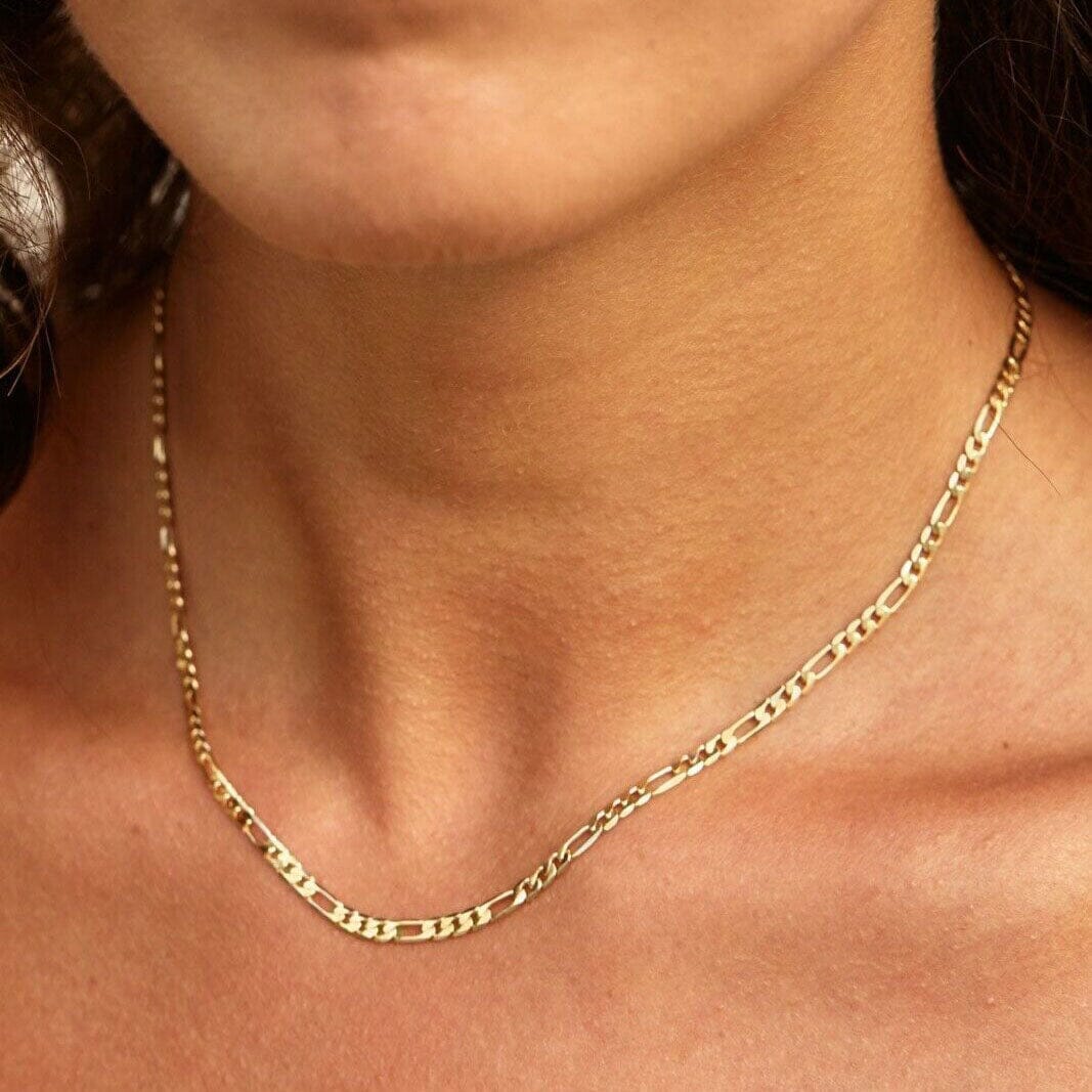10K Solid Gold 3MM Italian Figaro Chain Link Pendant Necklace Official Site For Sale