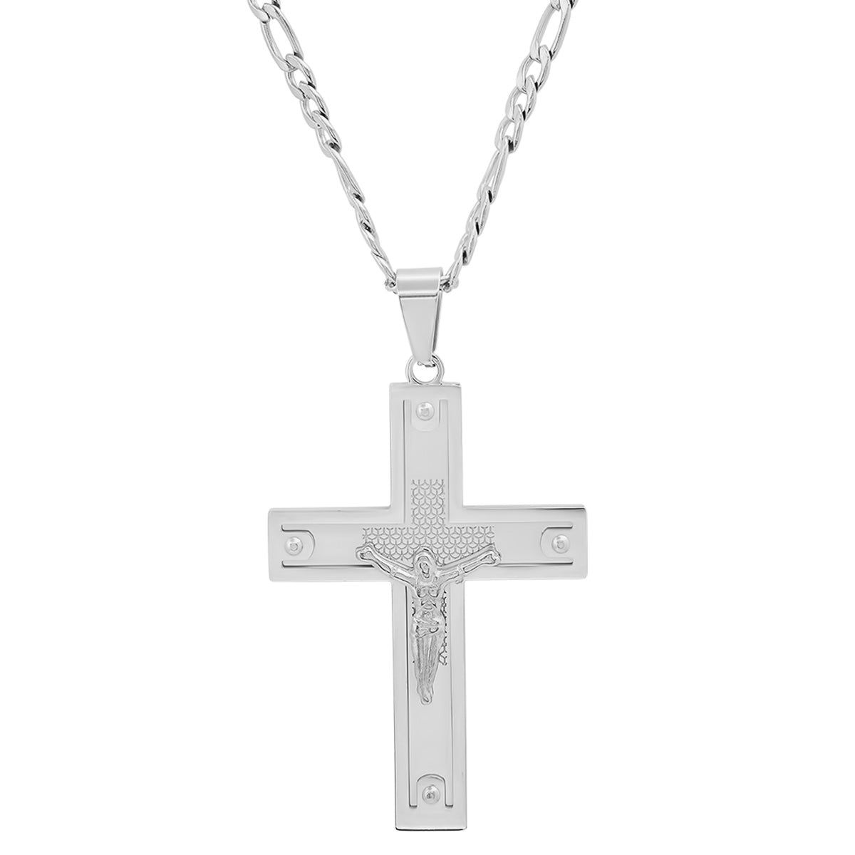 Men's Stainless Steel Crucifix Pendant with Studs Cheap Sale Excellent