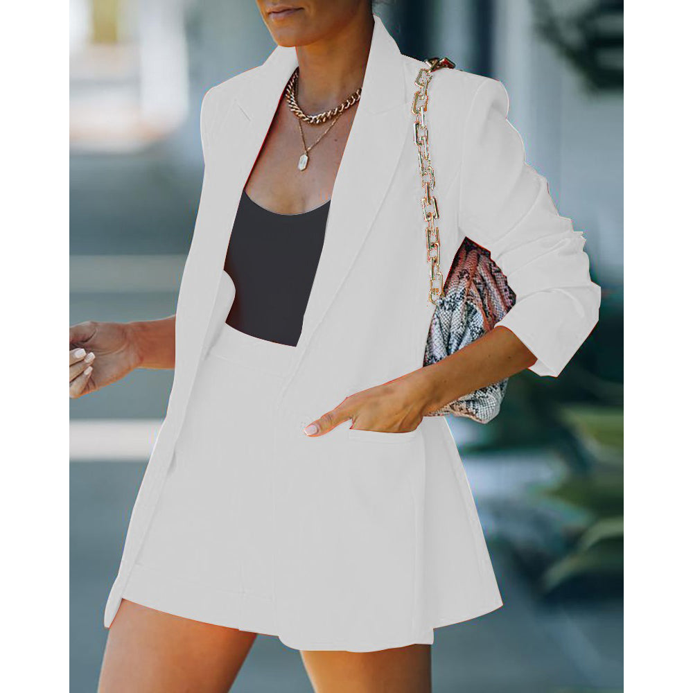2-Piece: Women's Basic Shirt Collar Blazer Clearance Official