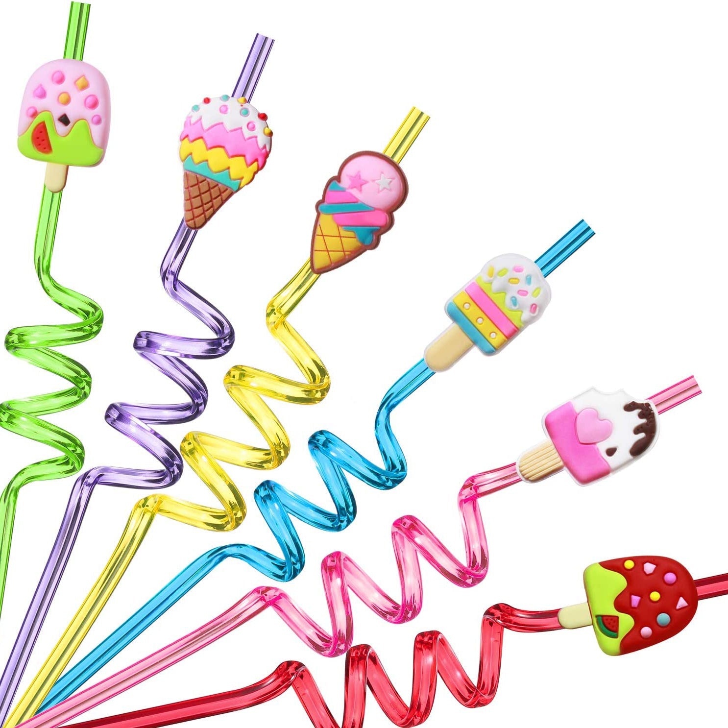 24-Pack: Reusable Ice Cream Straws for Birthday Party Supplies Discount Supply