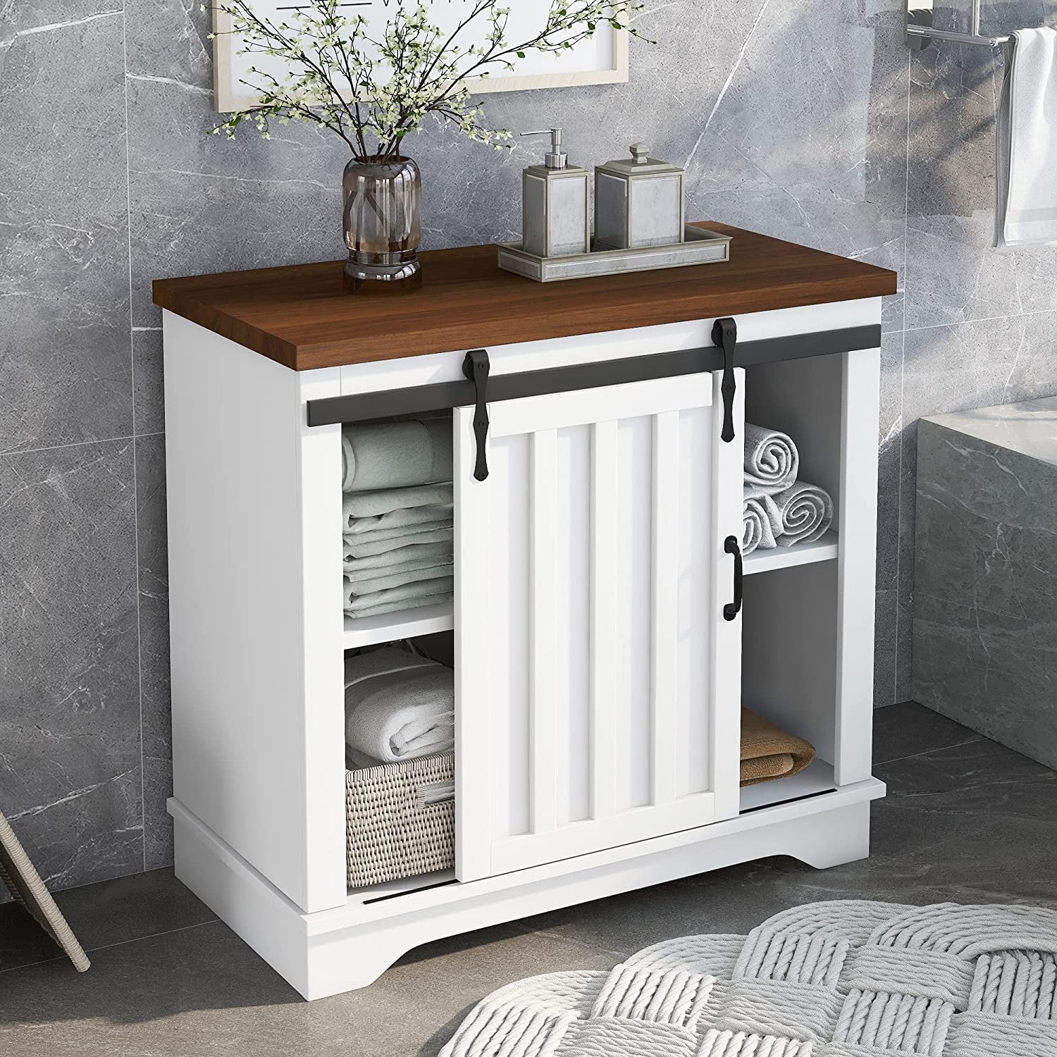 Bathroom Storage Cabinet with Adjustable Shelf Free Shipping Cost