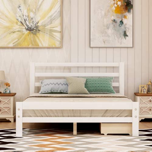 Full Platform Bed Frame with Two Storage Drawers Countdown Package Online