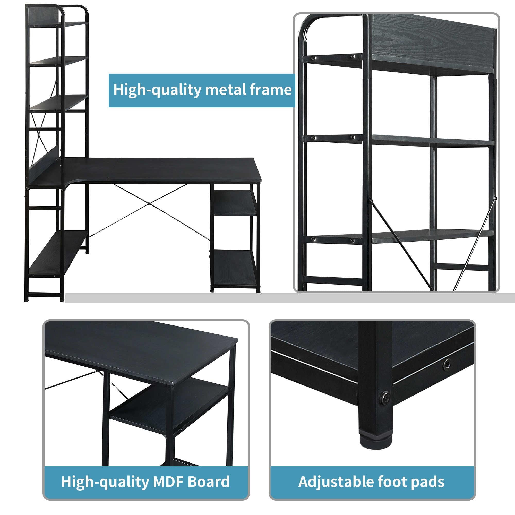 Computer Desk with 4 Tier Storage Shelves Large L-Shaped Clearance Shop