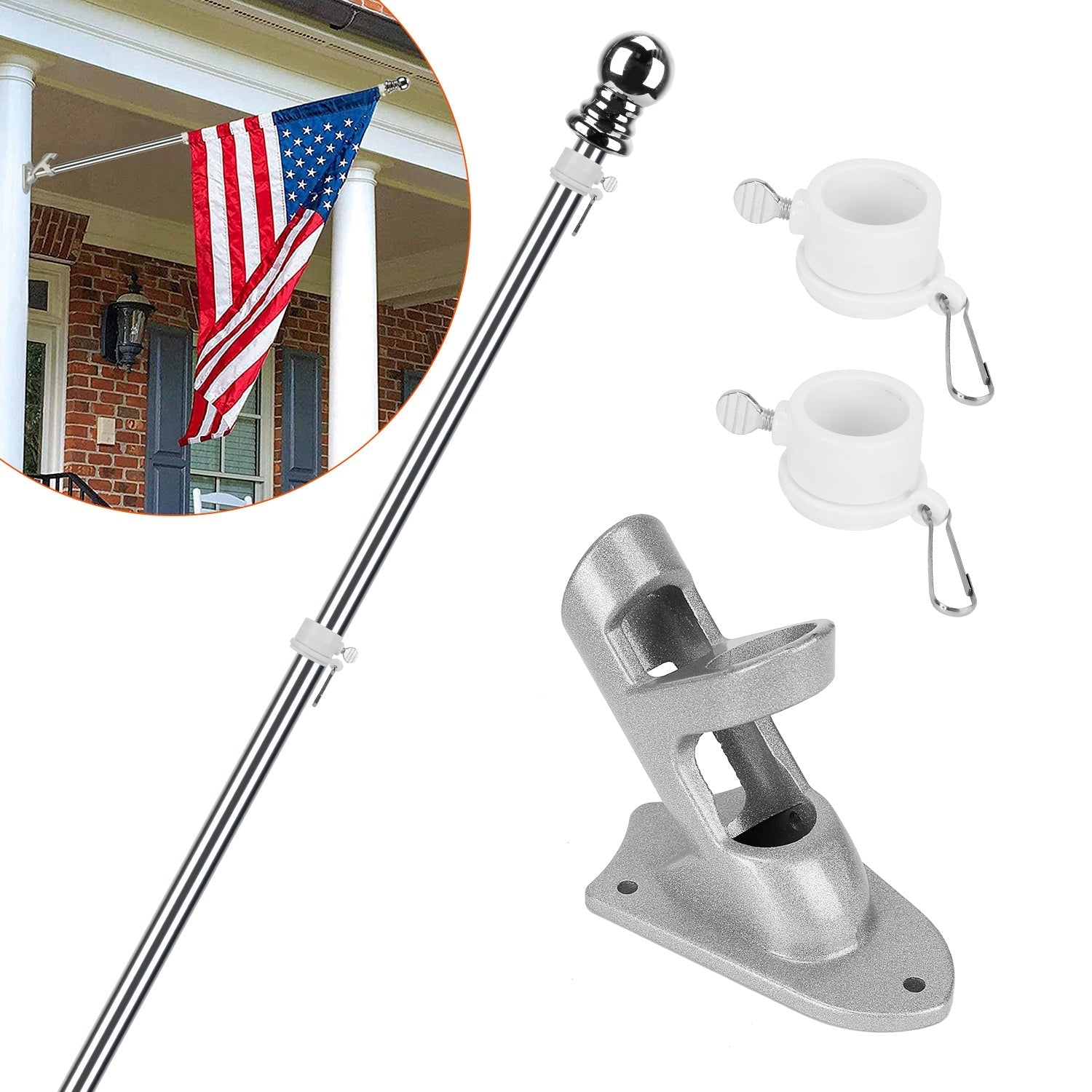 6Ft Stainless Steel Wall Mounted Flag Pole Collections