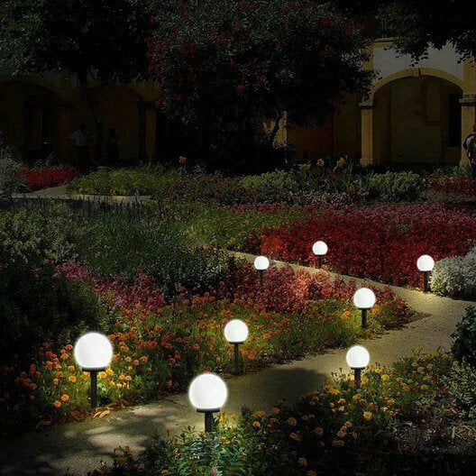 2-Piece: LED Outdoor Globe Powered Garden Light Excellent