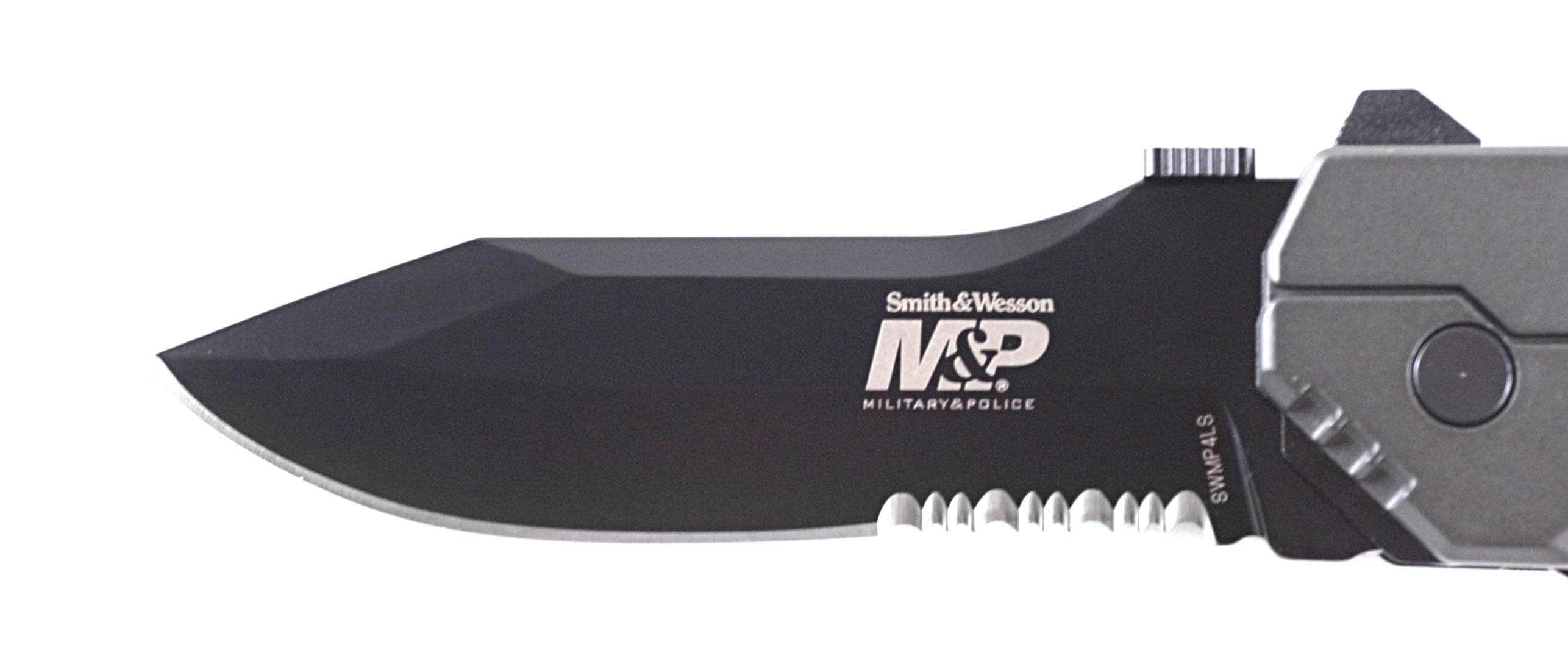 Smith & Wesson M&P Folder, 3.6 MAGIC Assisted Combo Blade, Aluminum Handle - SWMP4LS Free Shipping With Mastercard