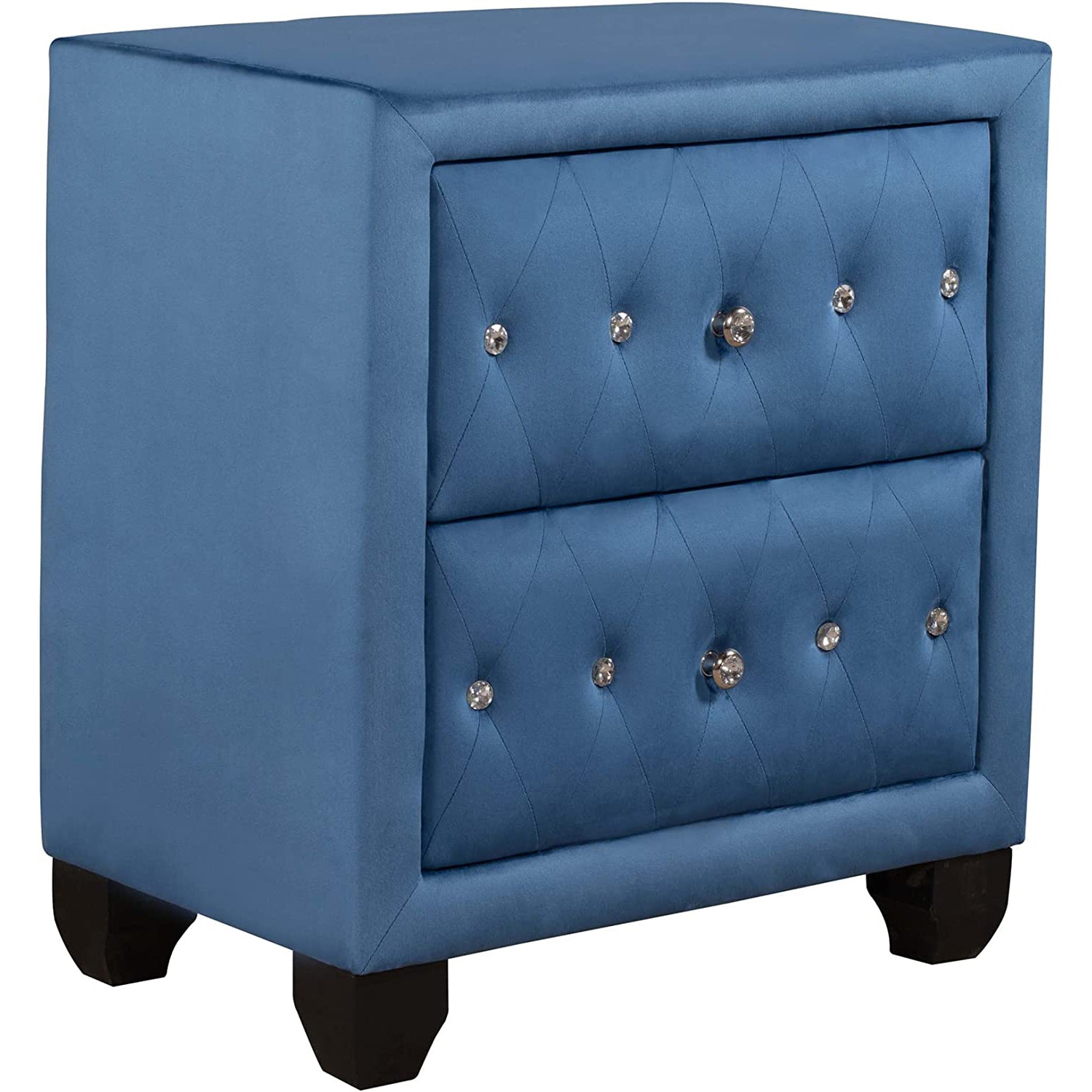 27.9 Tall Bedside Table Blue Upholstered Velvet 2-Drawer Nightstand Websites Online