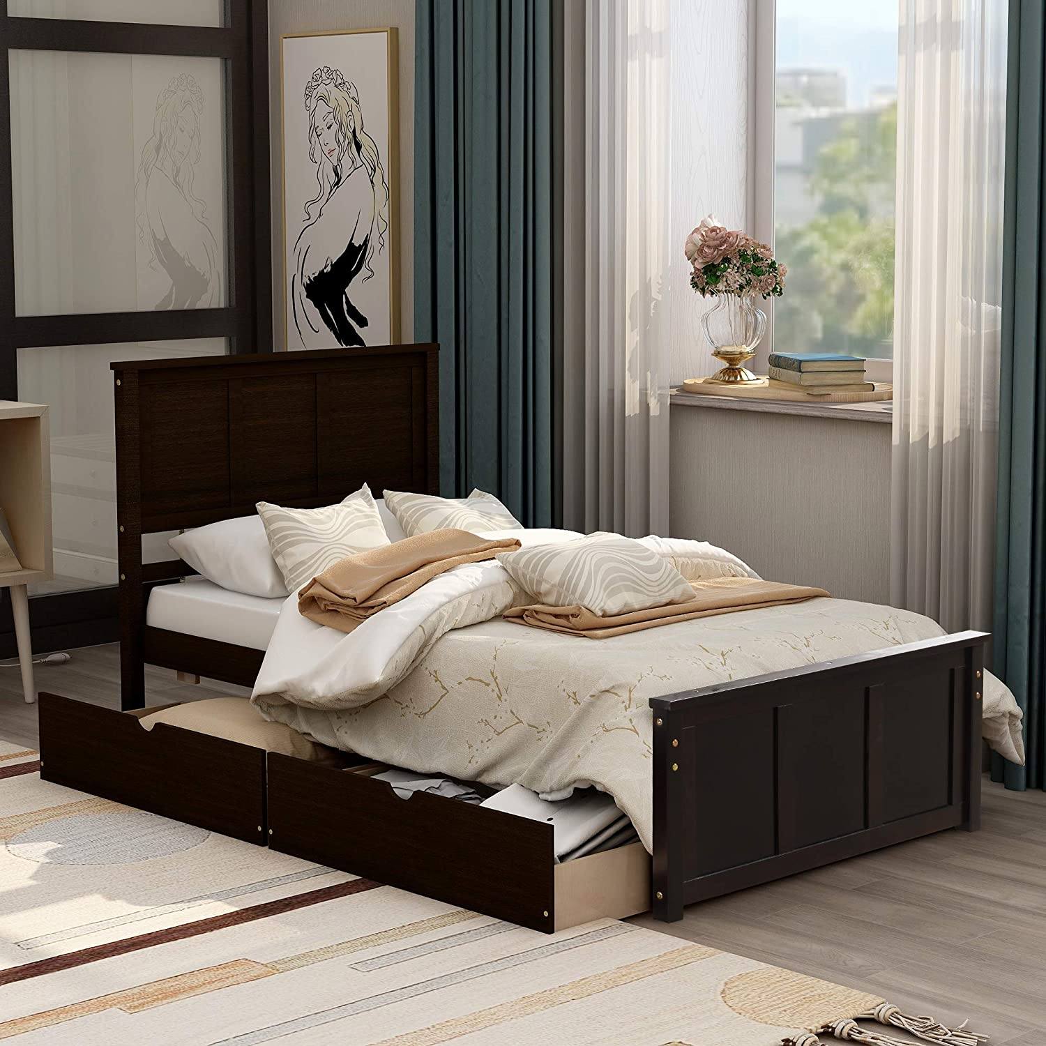 Twin Size Platform Bed with Two Drawers Buy Cheap 2025