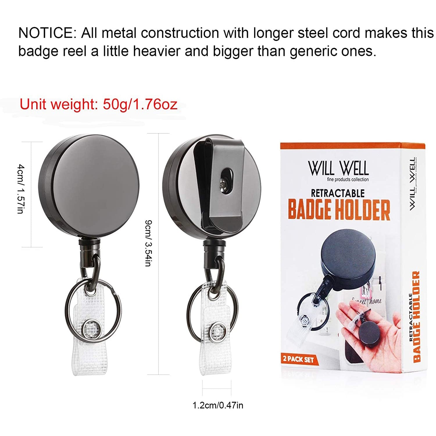 2-Pack: Heavy Duty Retractable Badge Holder Reel Sale Hot Sale