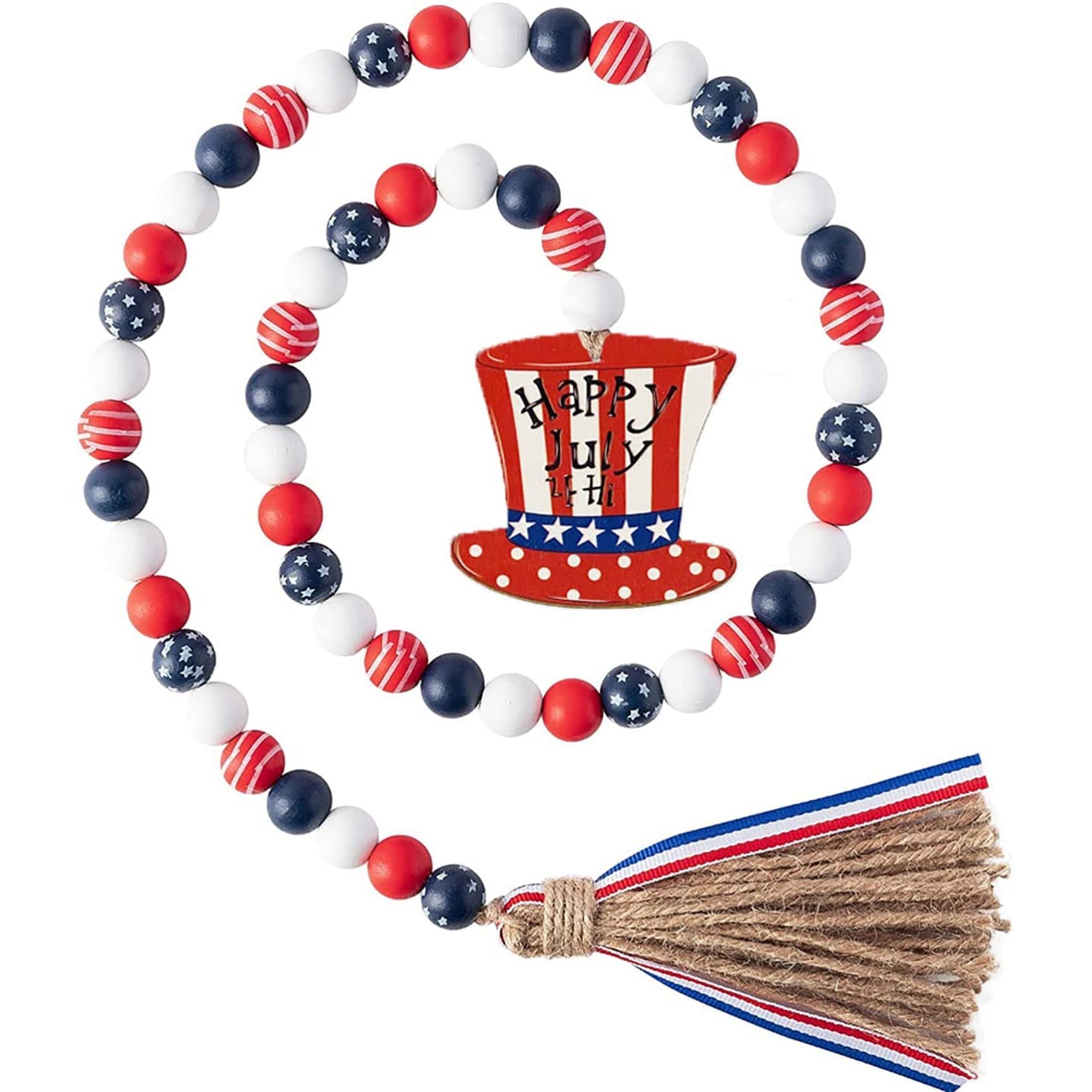 Independence Day Wooden Bead Wreath Really For Sale