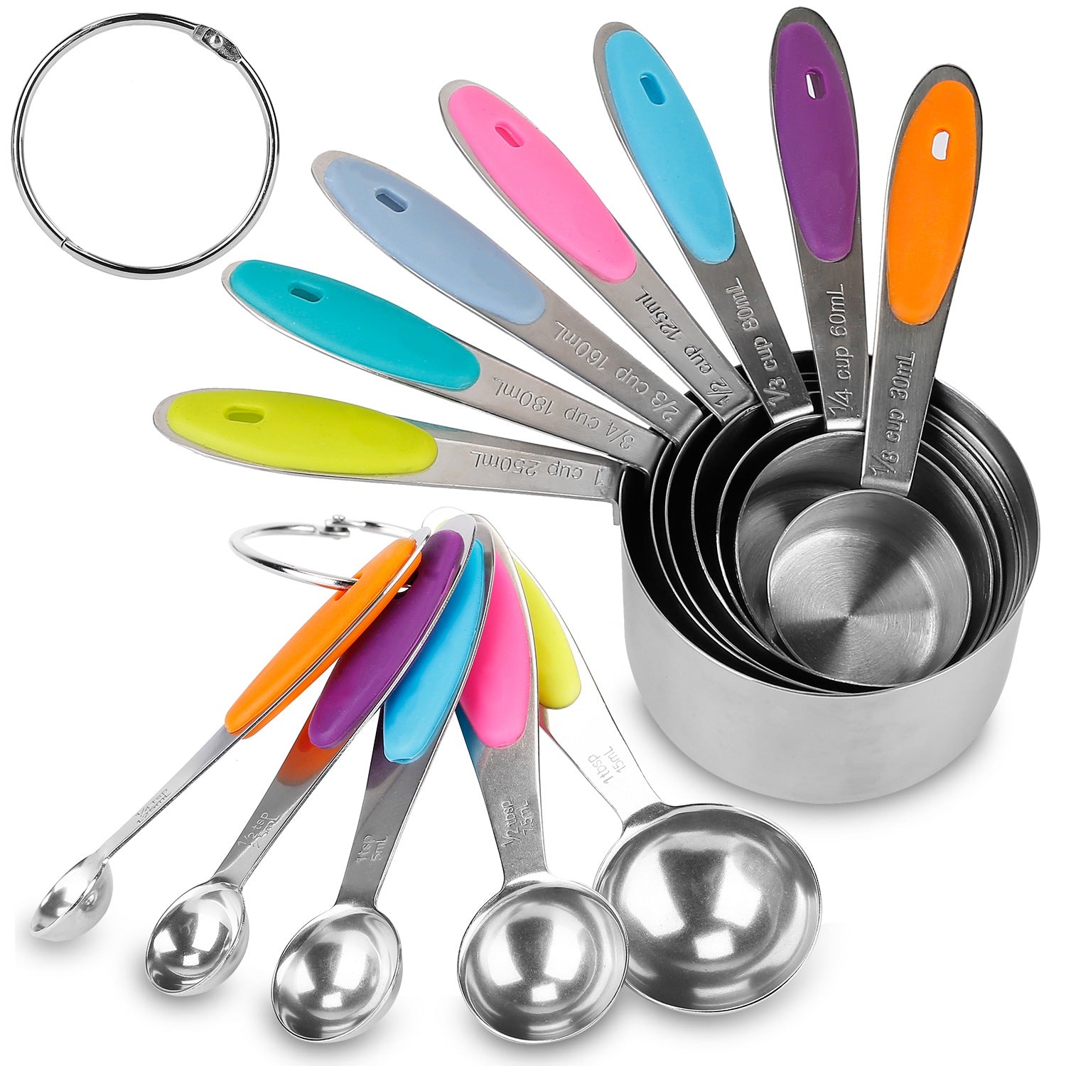 12-Piece: Stainless Steel Measuring Cups Spoons Set Free Shipping For Sale