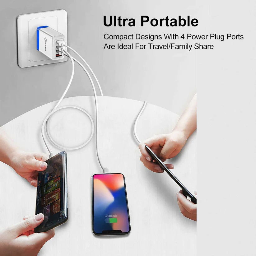 2-Piece Set: 4-Port High Speed Wall Charger + 3-in-1 Cable Combo For Nice