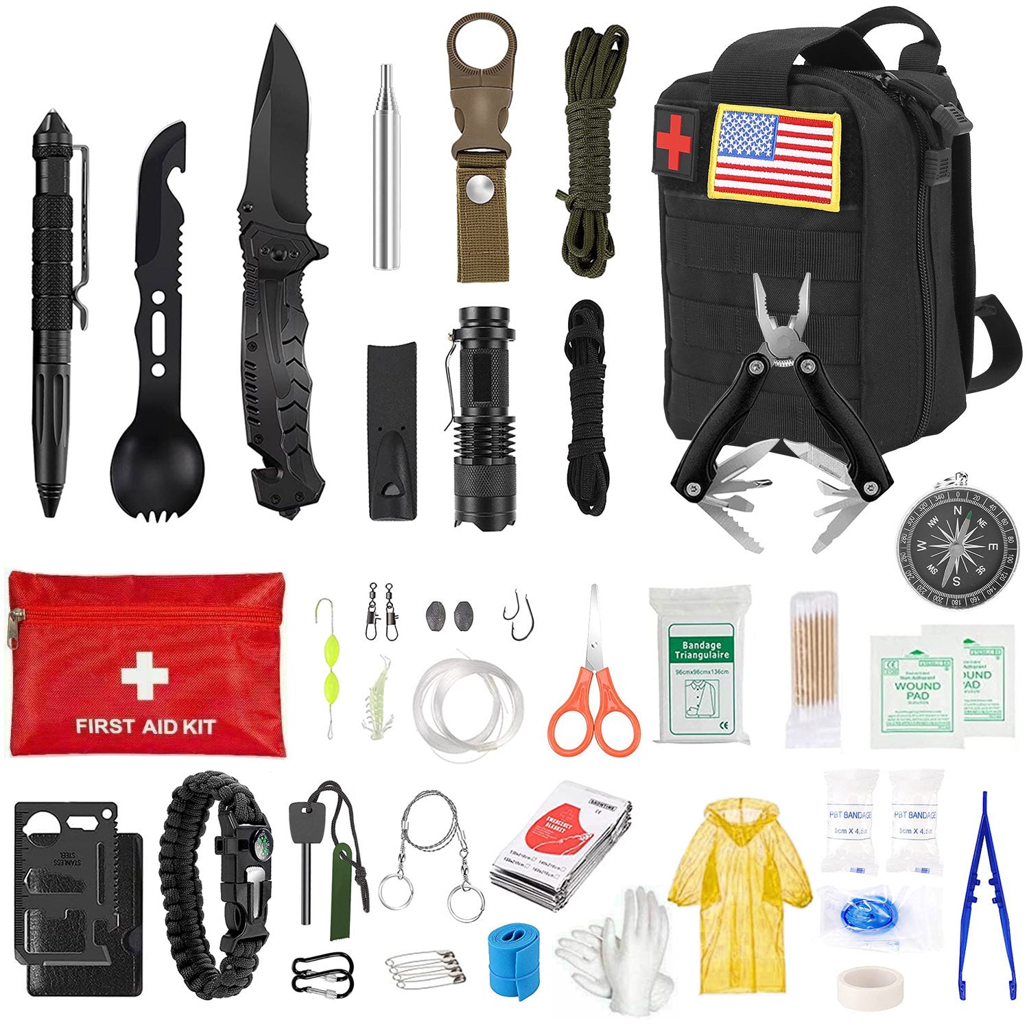 47-Pieces: Emergency Survival Kit EDC Gear Equipment Tool with Pouch For Nice