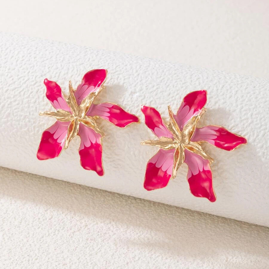 4-Pairs: Women's Textured Metal Flower Design Stud Earrings Free Shipping Footlocker Finishline