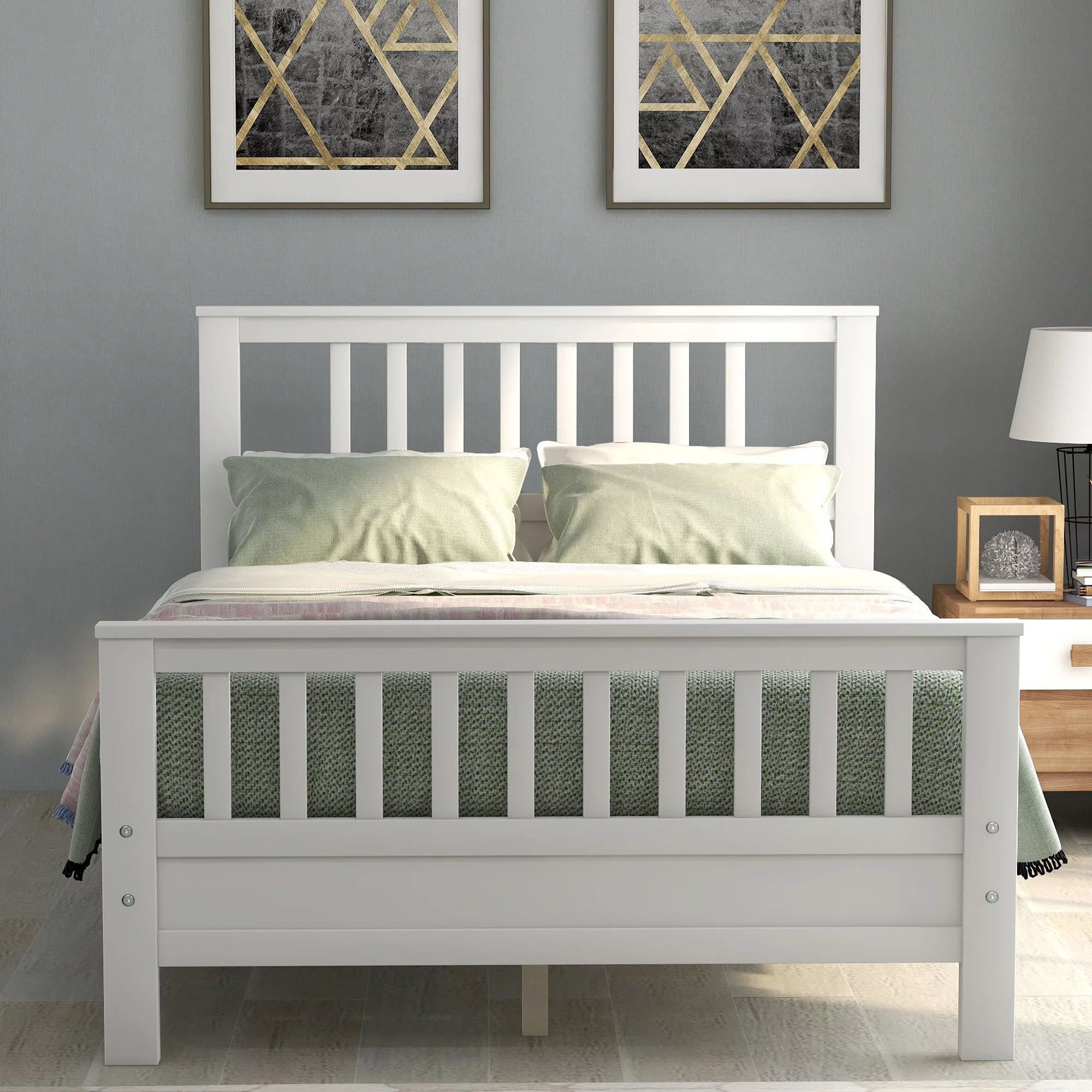 Anysun Full Size Bed Frame Solid Wood Platform Bed with Headboard for Kid's Buy Cheap Visit New