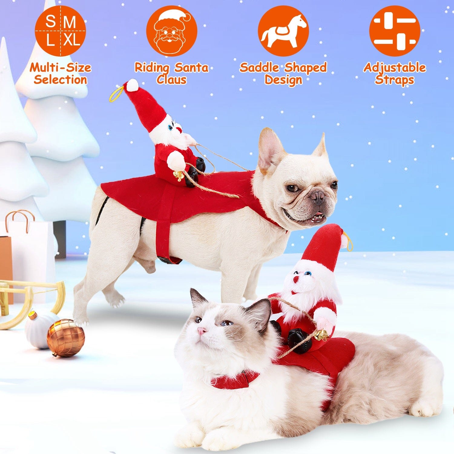 Christmas Costumes Red Winter  Coat for Dog Riding Santa Claus  with Bell Cheap Get To Buy