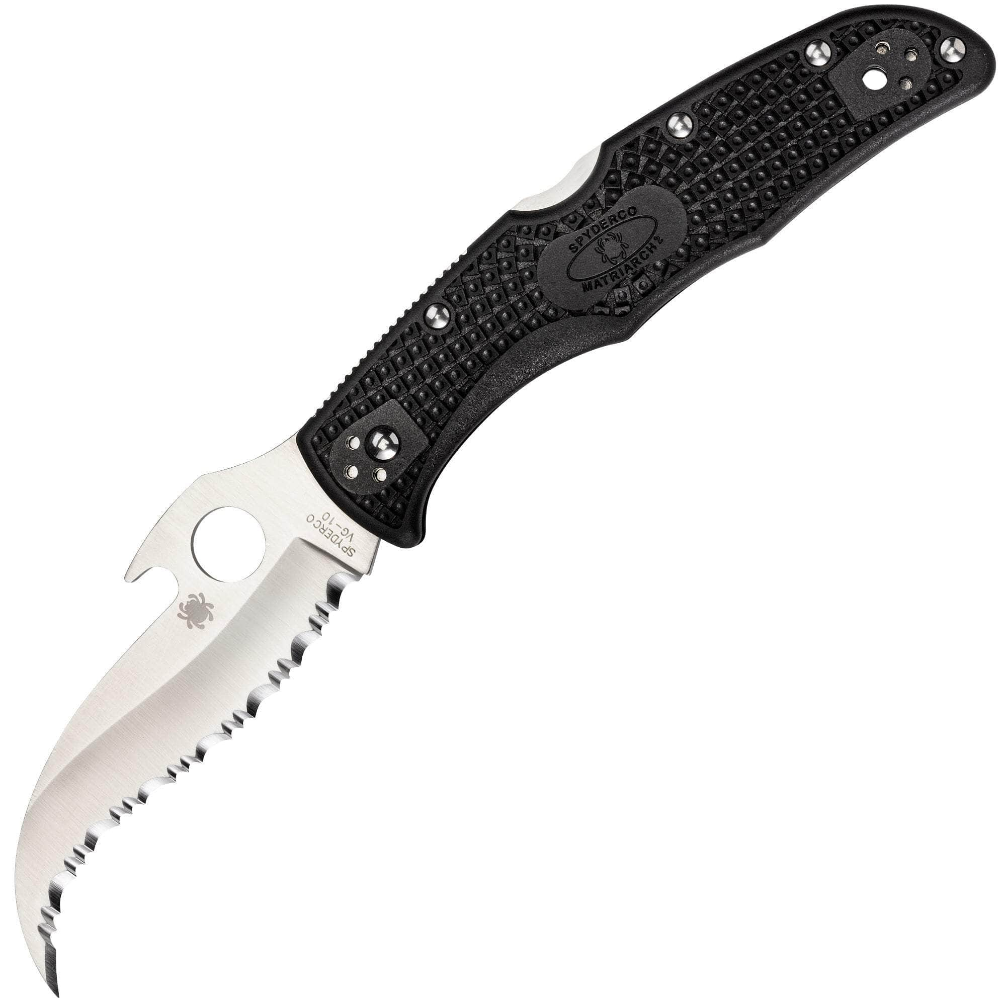 Spyderco Matriarch 2 with Emerson Wave, 3.57 Serrated VG10 Blade, FRN Handle - C12SBK2W Online Online For Sale