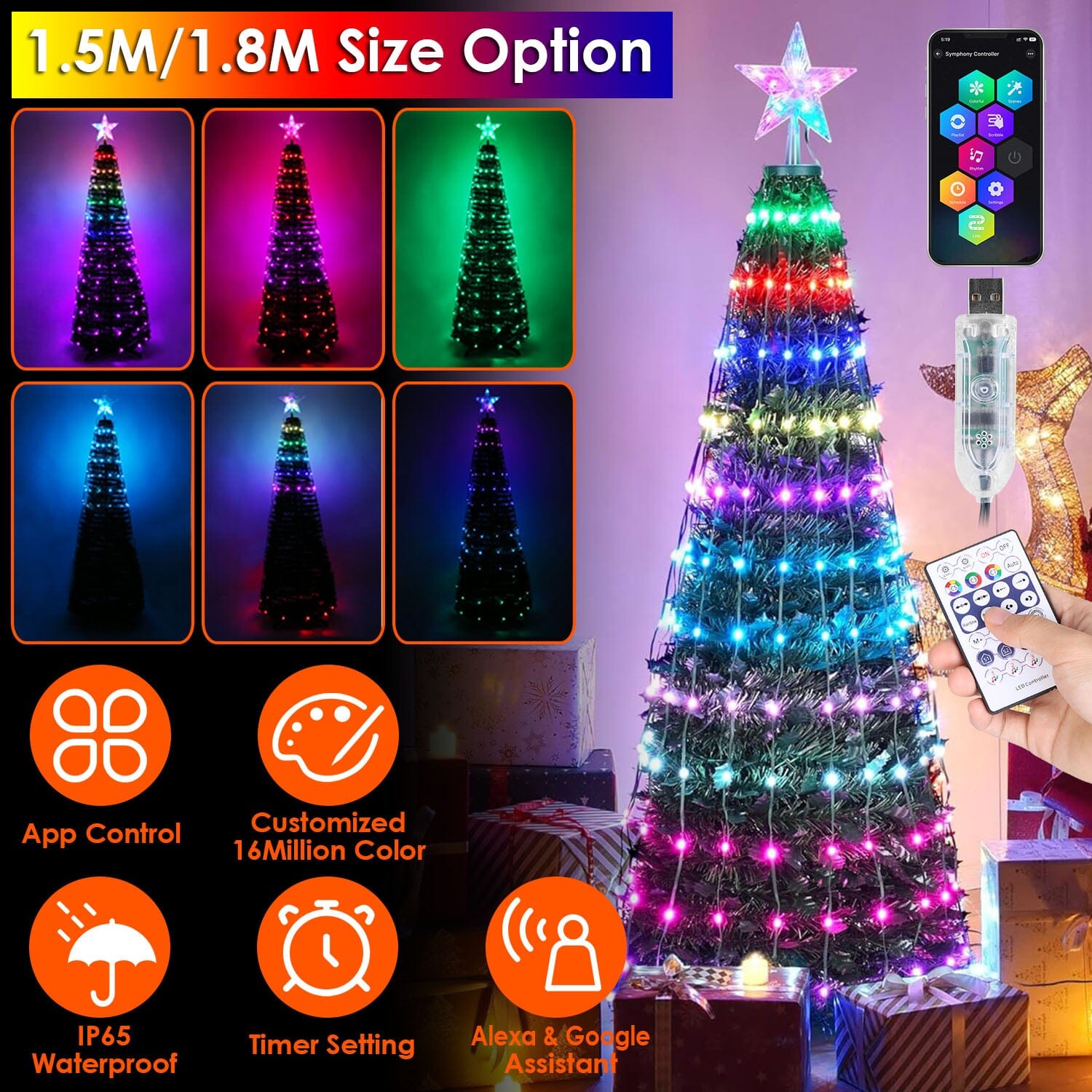 LED Lights Collapsible Christmas Tree Light with Remote App Control High Quality Cheap Pice