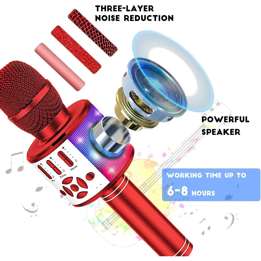 4-in-1 Karaoke Machine Microphone with LED Lights Free Shipping Cheap Real