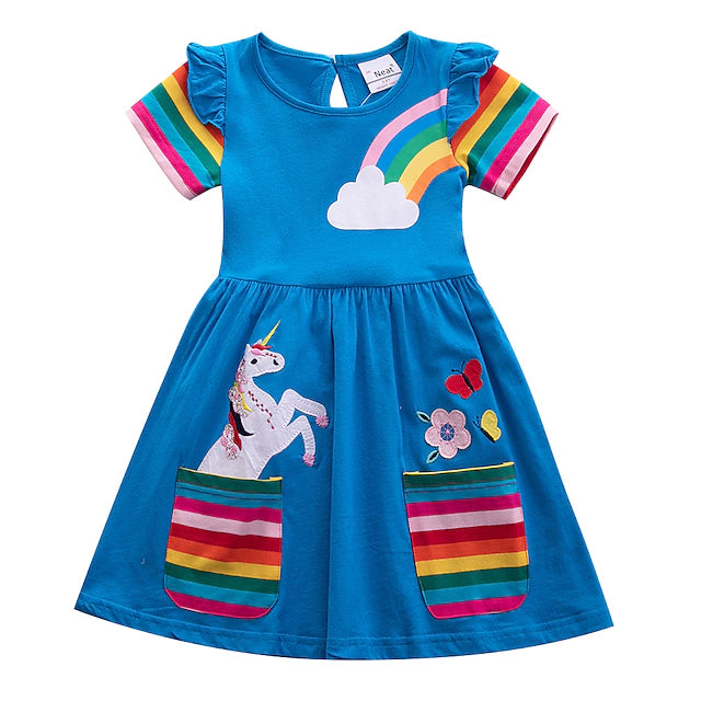 Kids Little Girls' Knee-length Short Sleeve Dress Free Shipping With Paypal