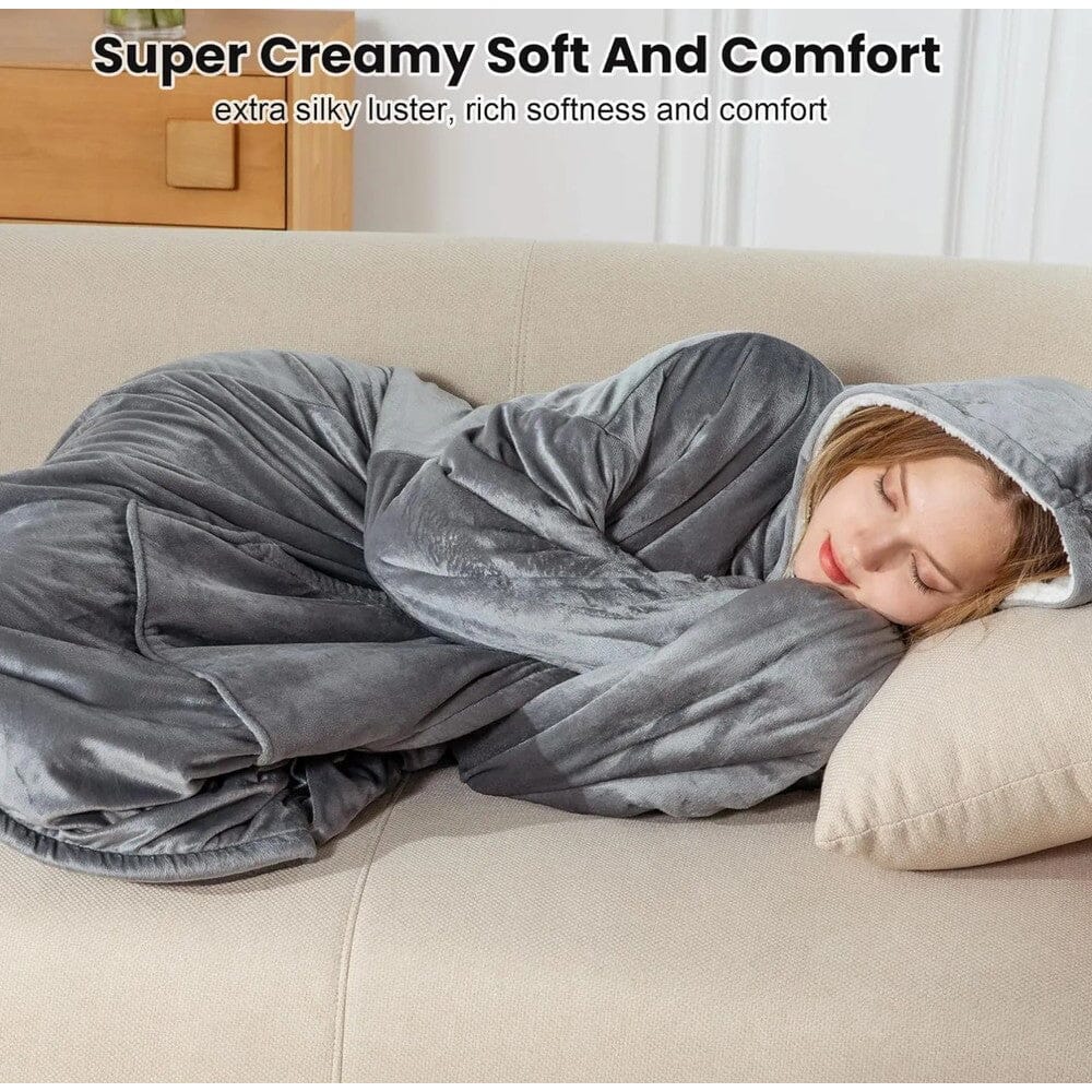 Unisex Sherpa Lined Wearable Hooded Blanket Cheap 2025 Newest