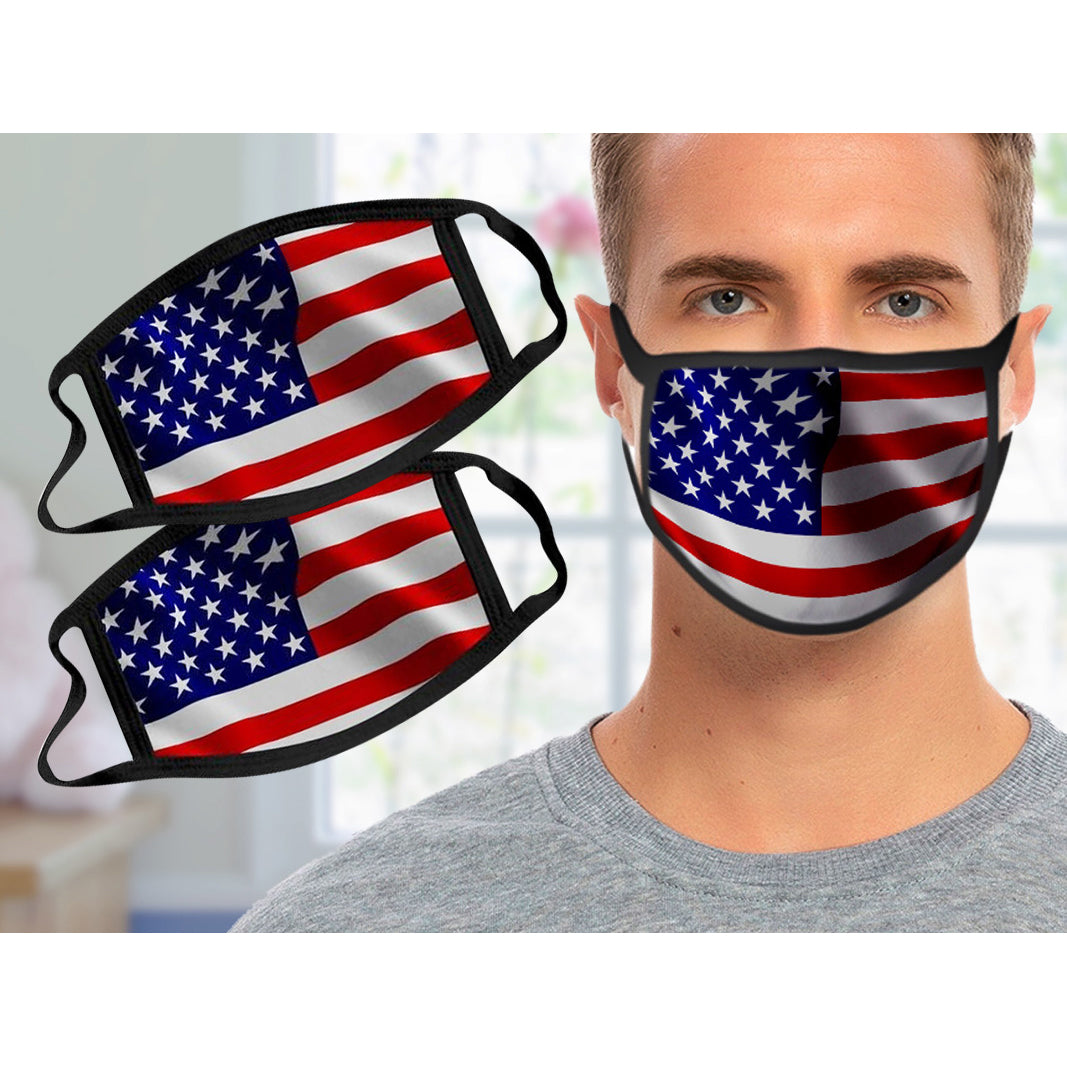 2-Pack: USA American Flag Reusable Washable Mask Genuine Cheap Pice