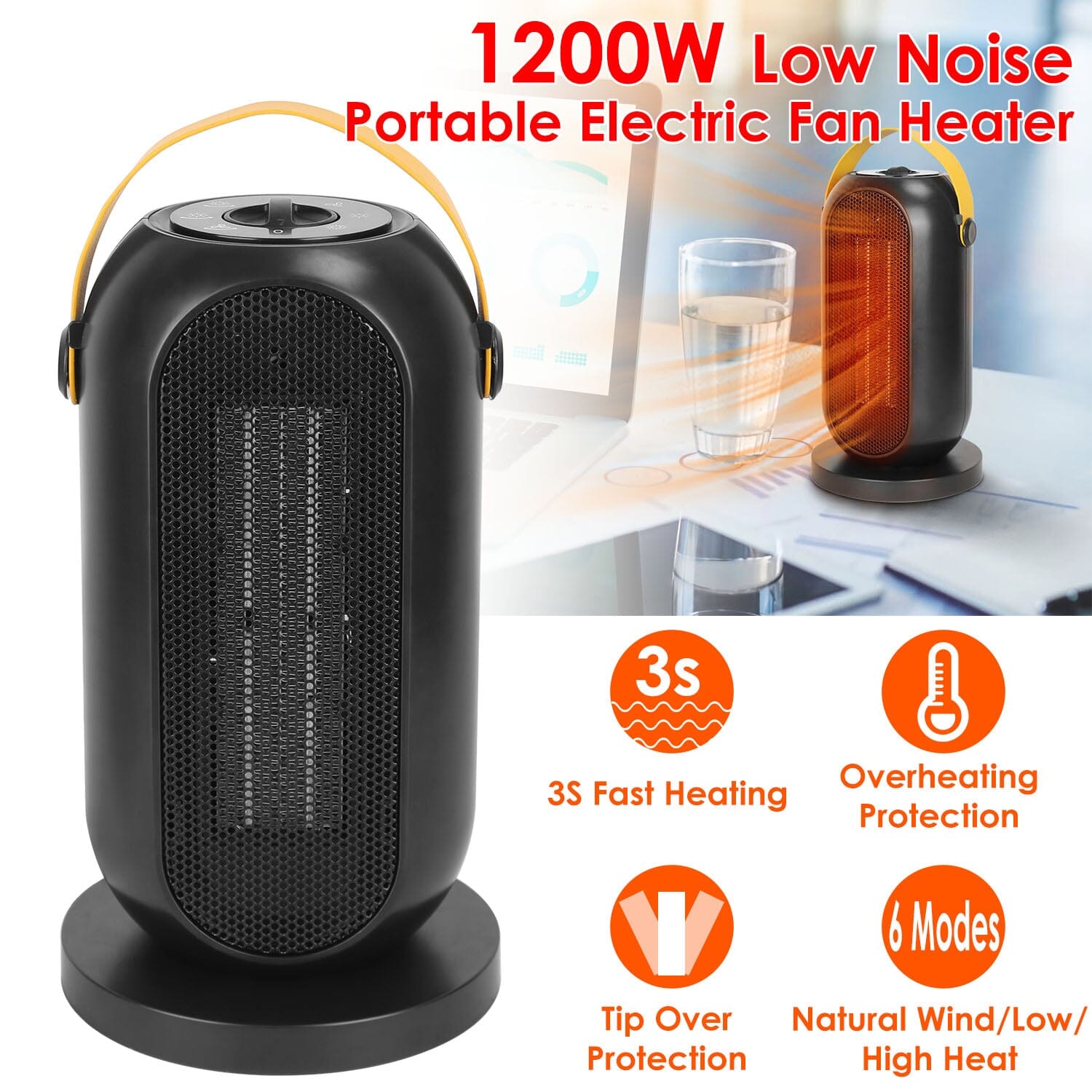 1200W Portable Electric Fan Heater Latest Collections Cheap Pice