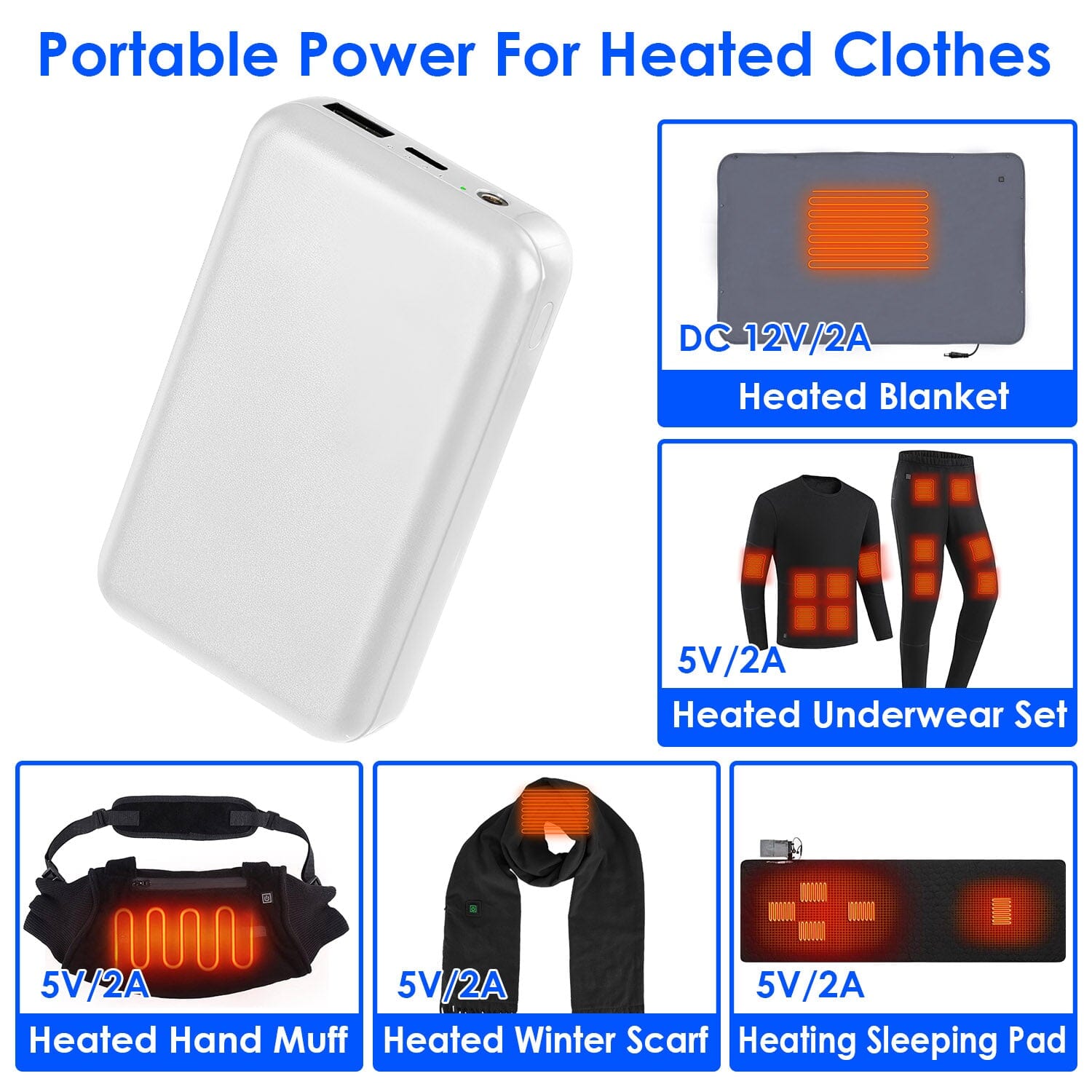 10000mAh Portable Charger Battery Pack for Heated Blanket Vest Jacket Fashionable Sale Online