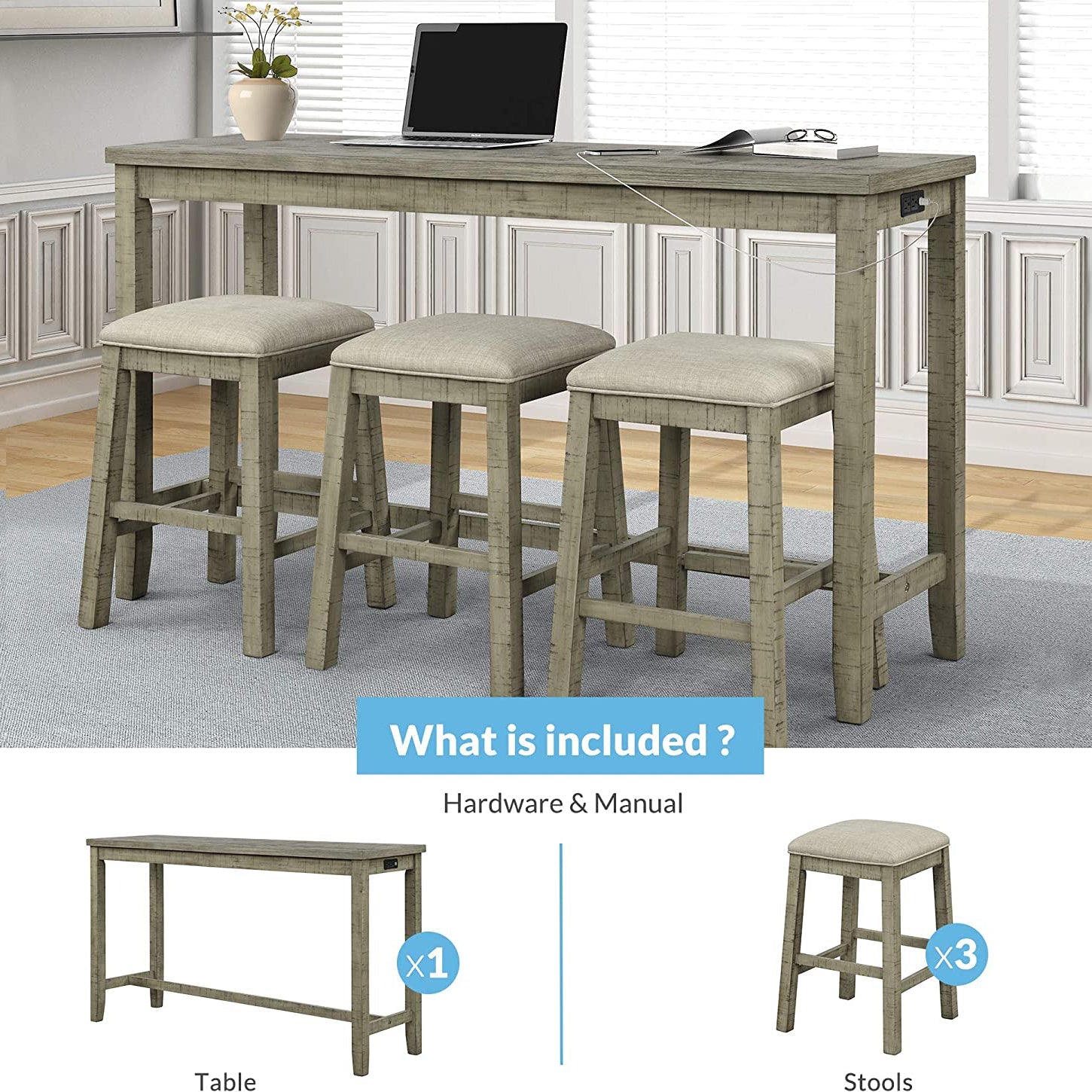 4-Piece: Counter Height Bar Table Set Best Place Sale Online