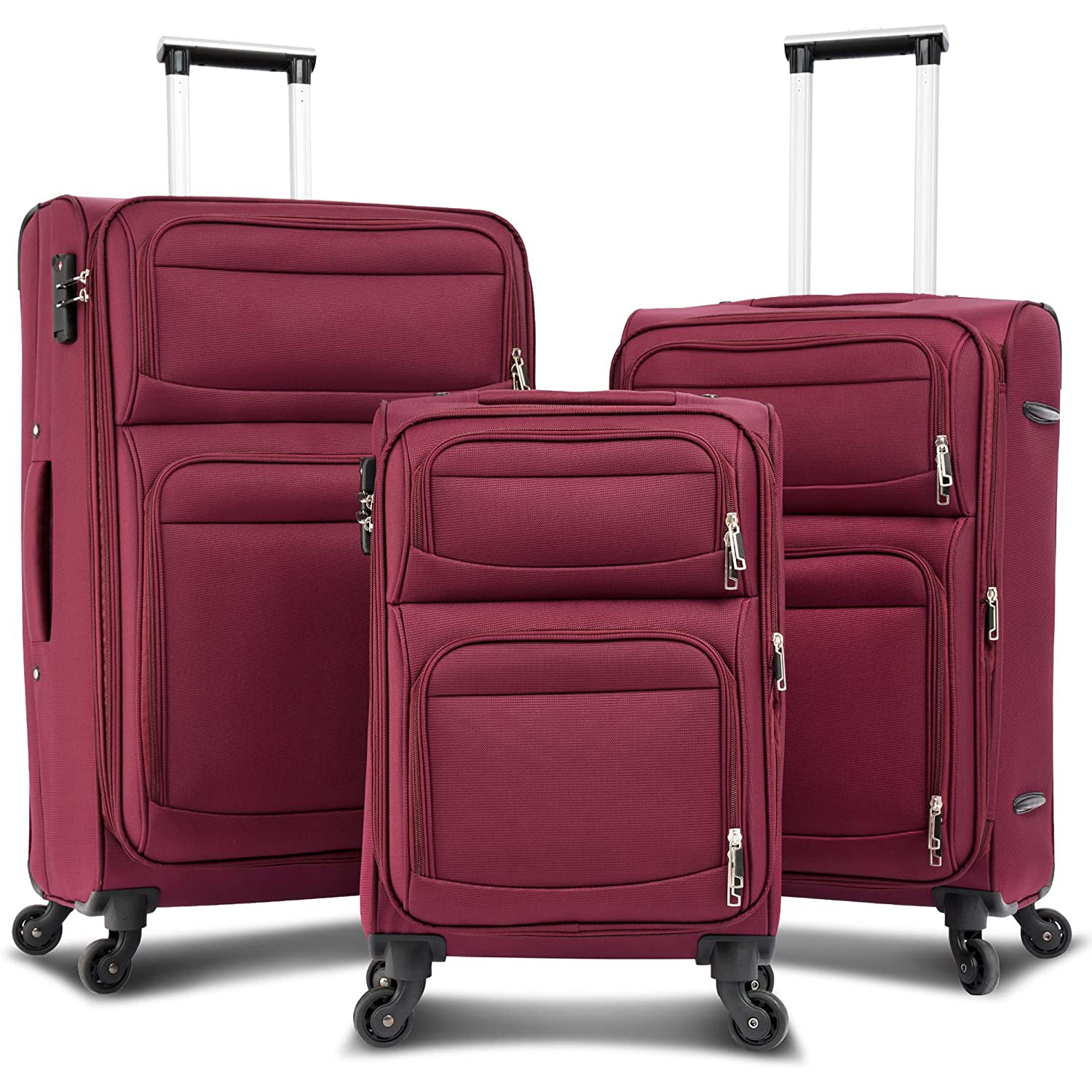 3-Pack: Softside Travel Luggage Set with TSA Lock Clearance Visit New