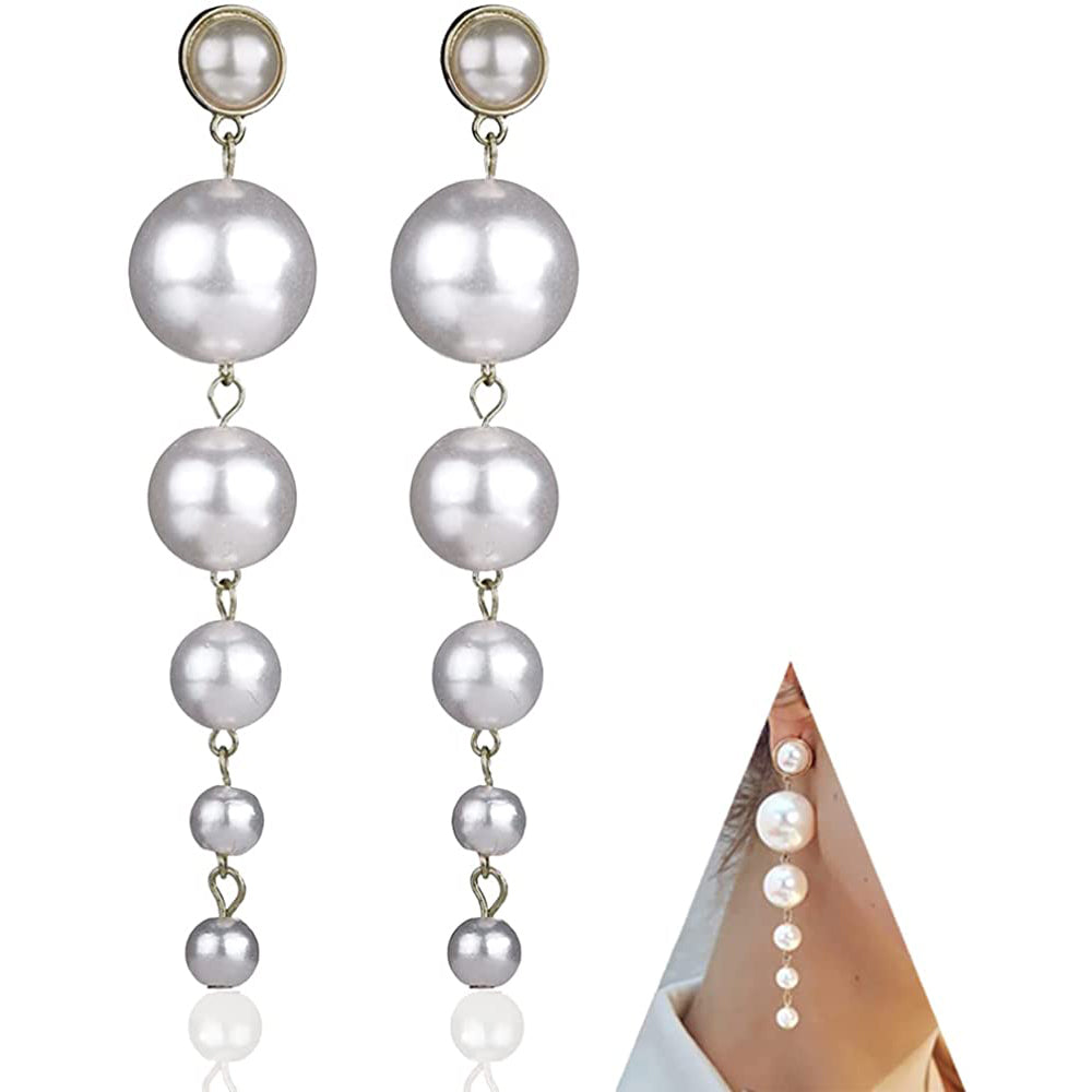 Gold Long Fringe Pearl Earrings Discount Pay With Paypal