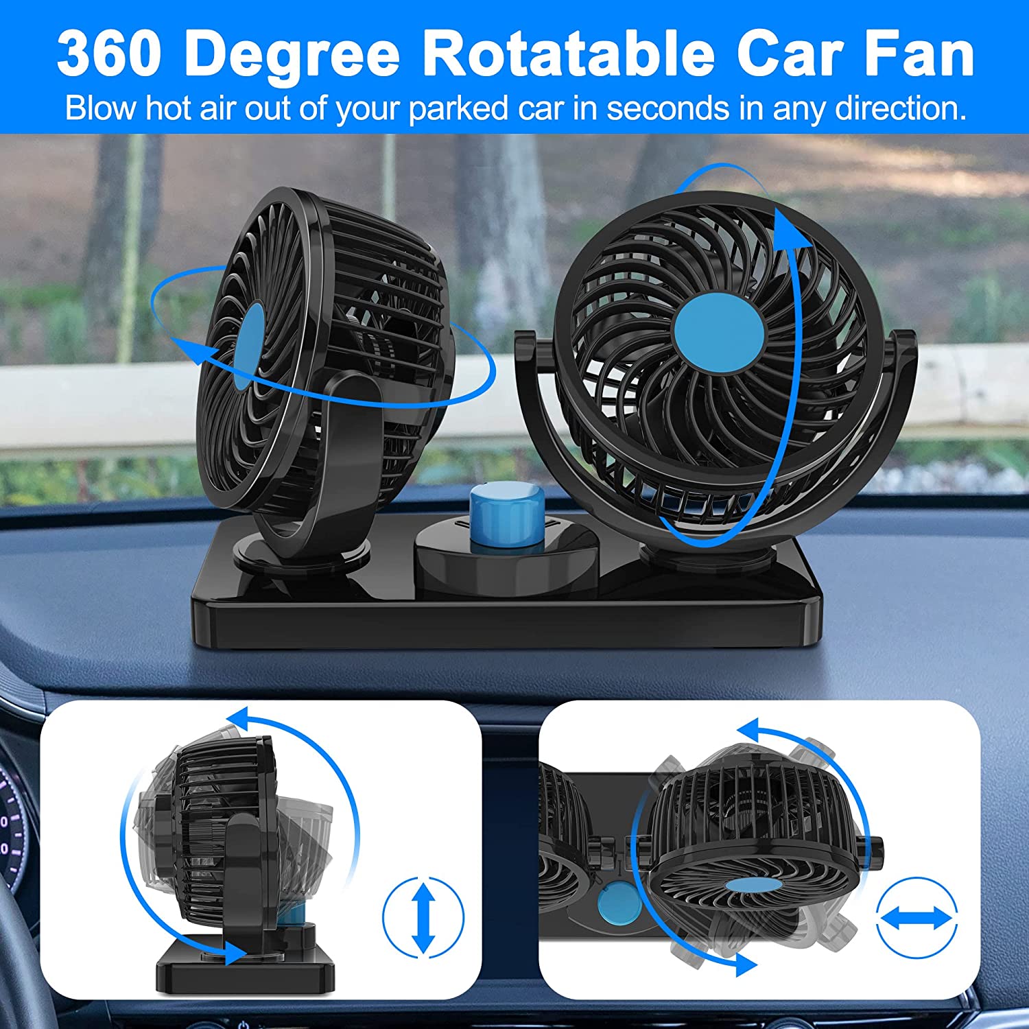 360 Degree Rotatable Car Fan Cheap Affordable