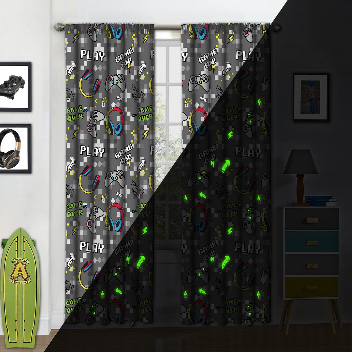 2-Piece Set: Kidz Mix Game on Glow-in-the-Dark Window Panel Pair Clearance Ebay