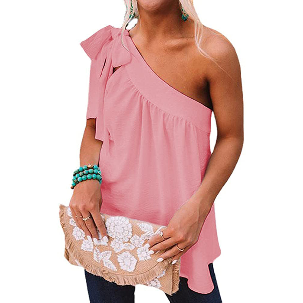 Women's Casual Tie One Shoulder Top Outlet Supply