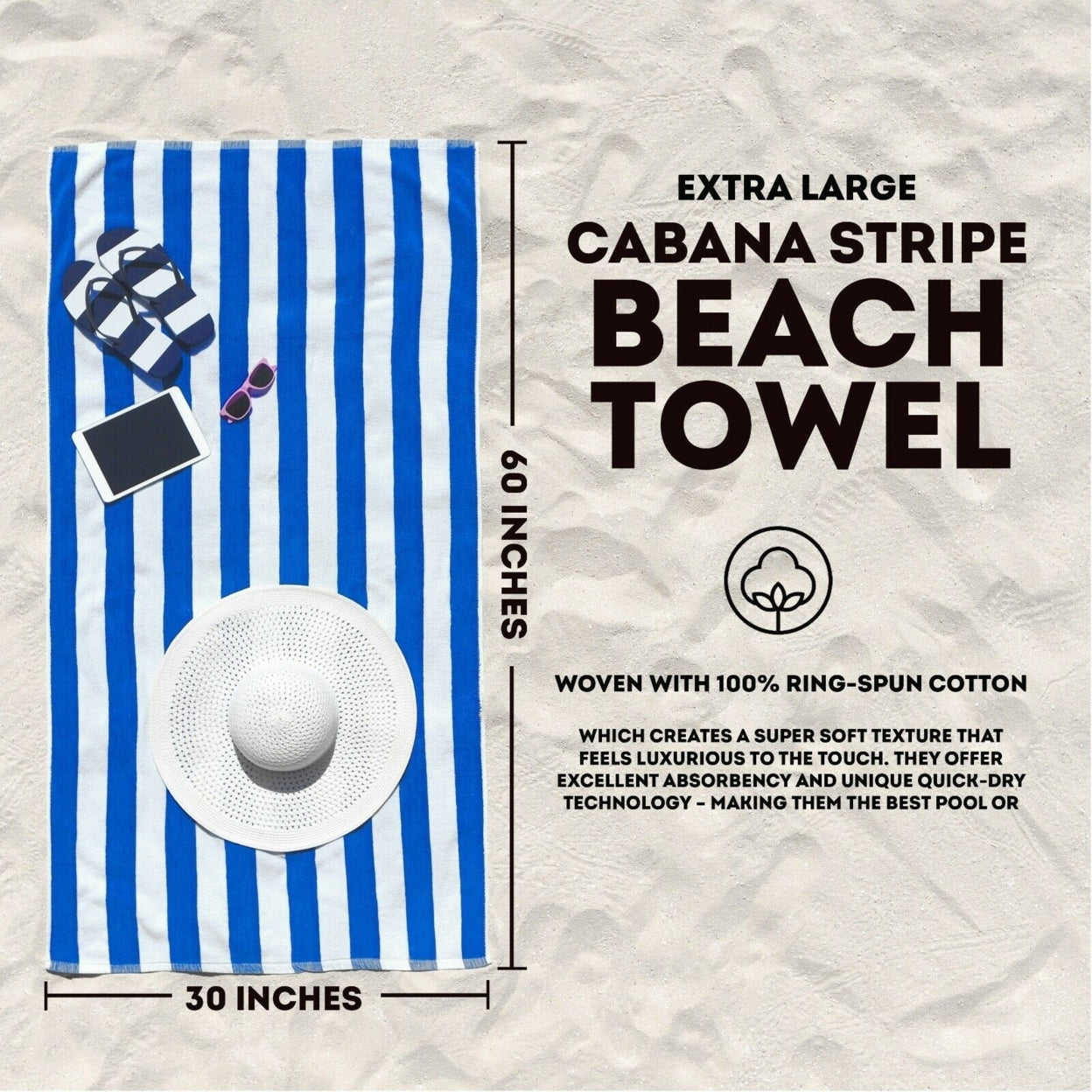 4-Pack: 30 x 60 Ultra-Soft 100% Cotton Striped Pool Cabana Hotel Beach Towels Countdown Package Cheap Online