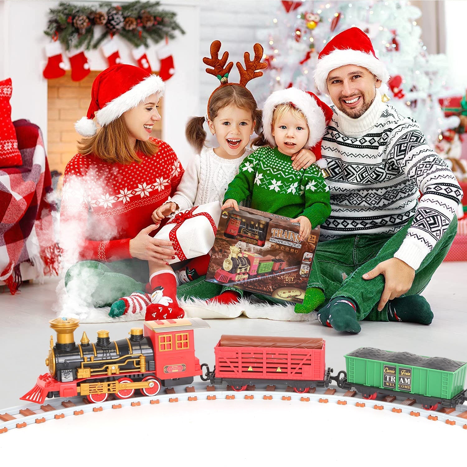 193-Piece: Electric Train Set Steam Locomotive Passenger Coach Coal Car Christmas Train Free Shipping Purchase