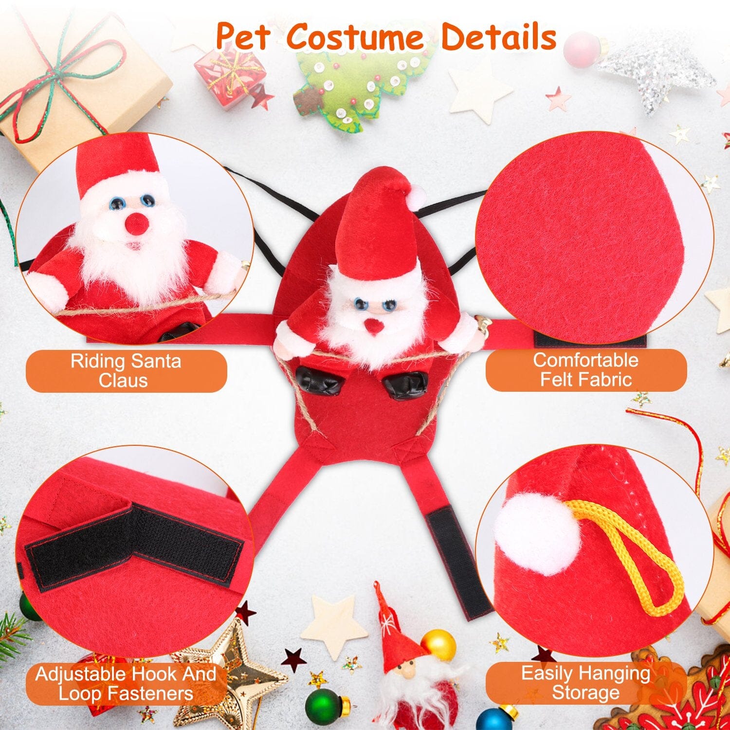 Christmas Costumes Red Winter  Coat for Dog Riding Santa Claus  with Bell Cheap Get To Buy