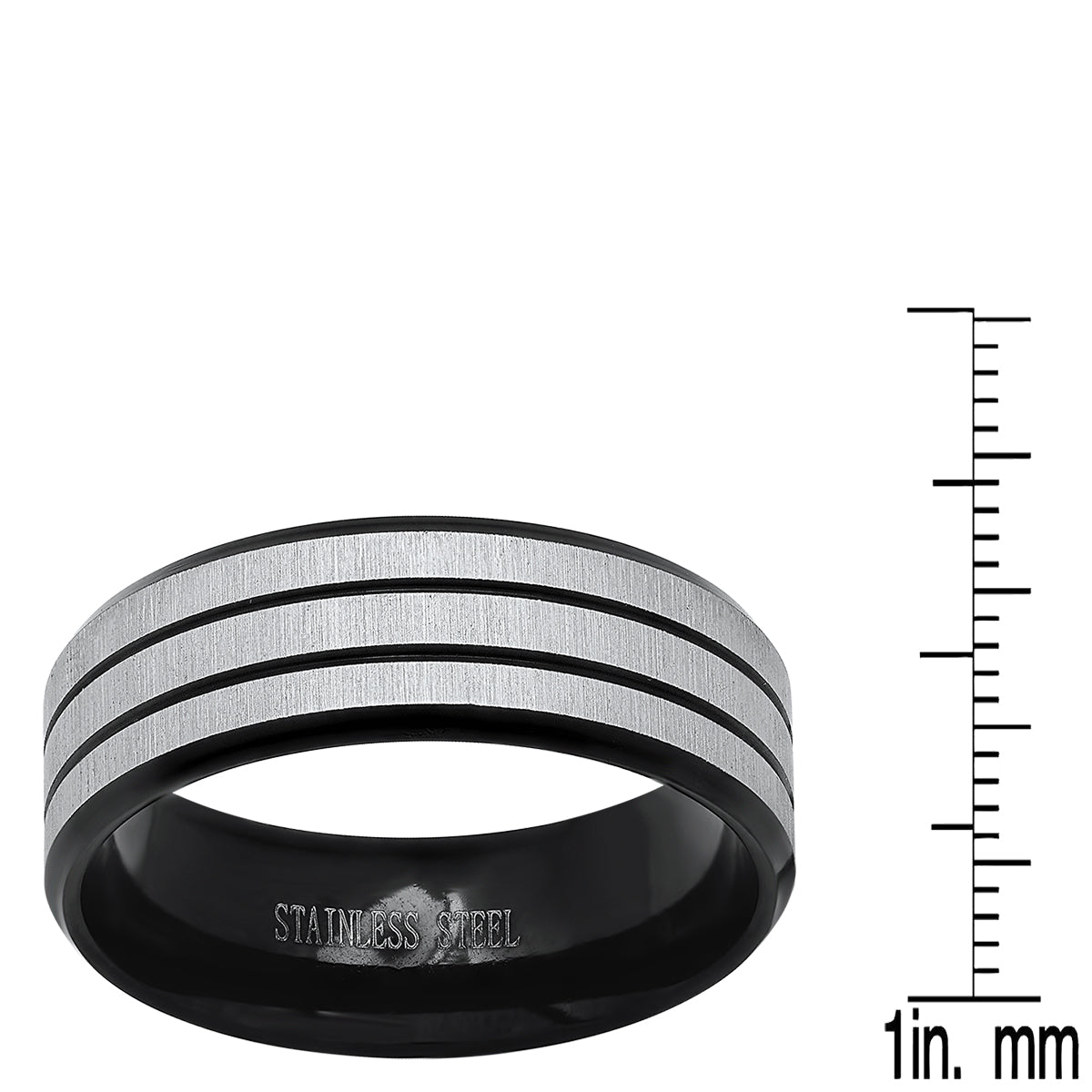 Men's Two Tone Black IP and Stainless Steel Band Ring Amazon Sale Online