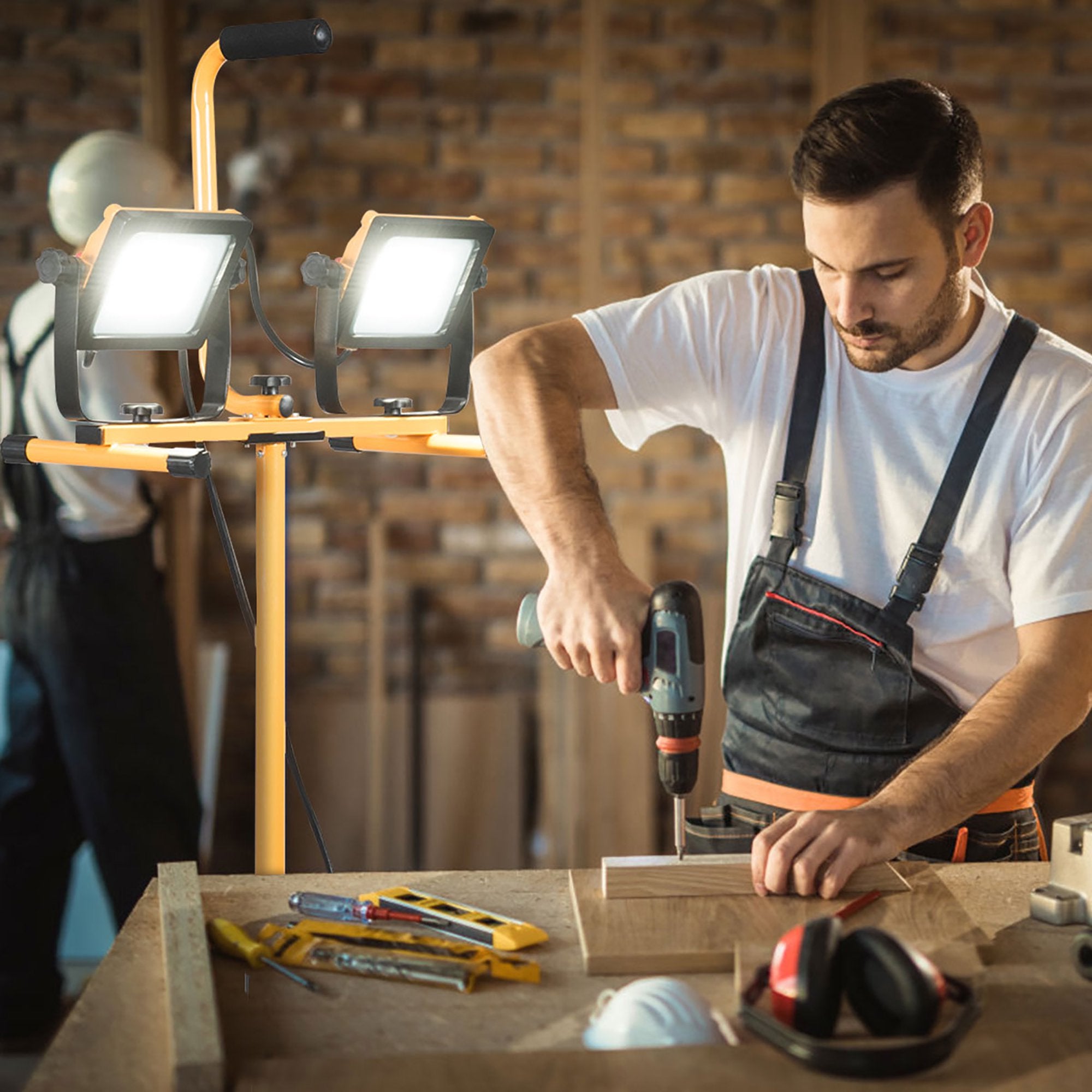 LED Dual-Head Work Light with Adjustable Tripod Stand Clearance Great Deals