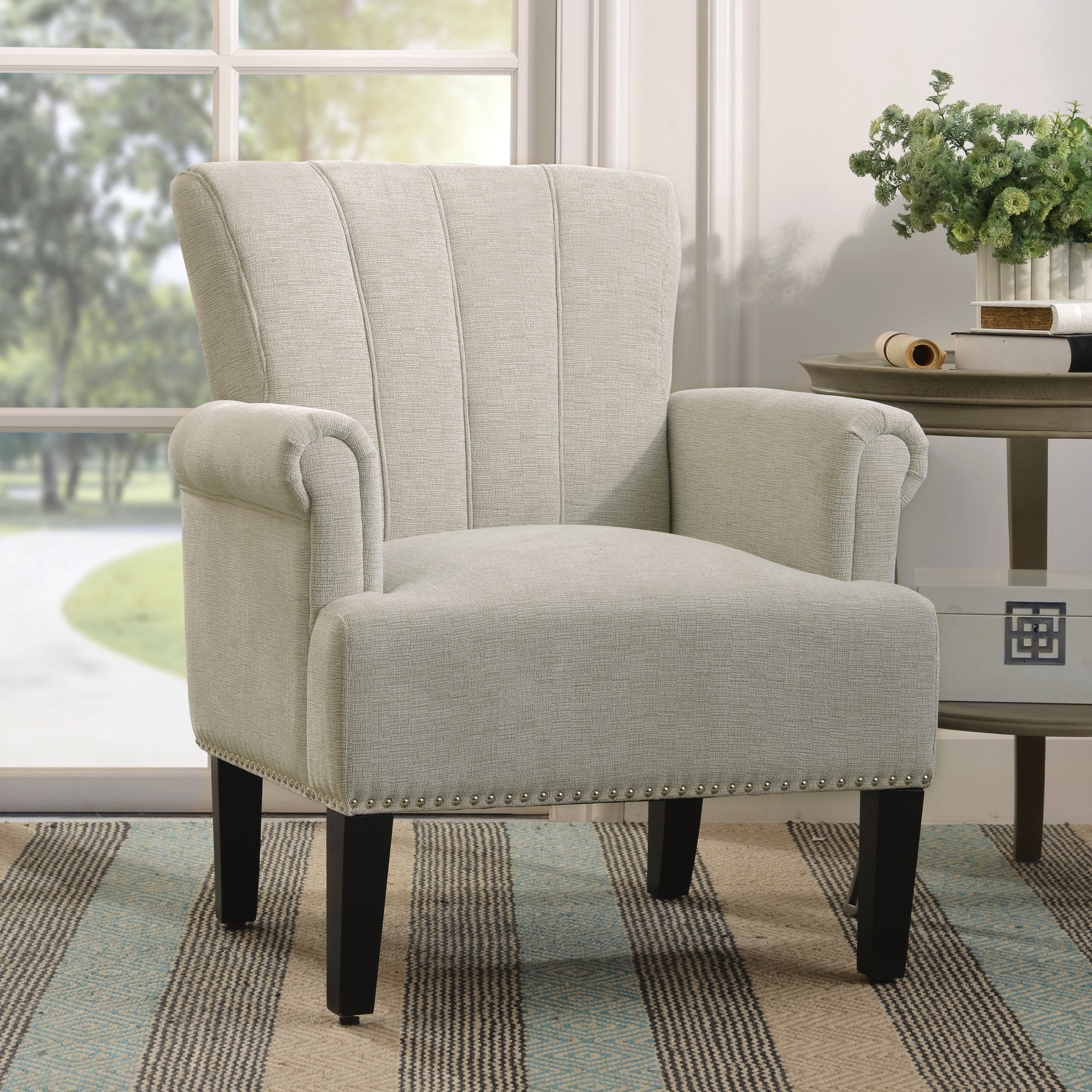 Accent Rivet Tufted Polyester Armchair Sale Wholesale Pice