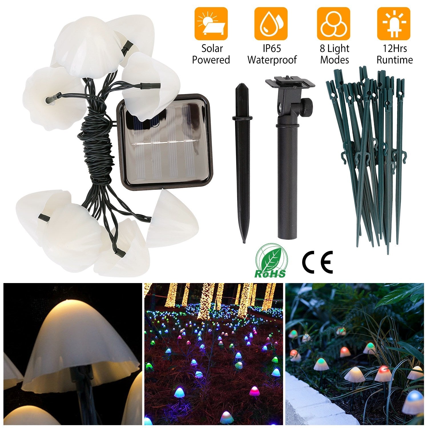 Solar Mushroom Lights Outdoor Decoration 10 LED Light Stake Shop Offer