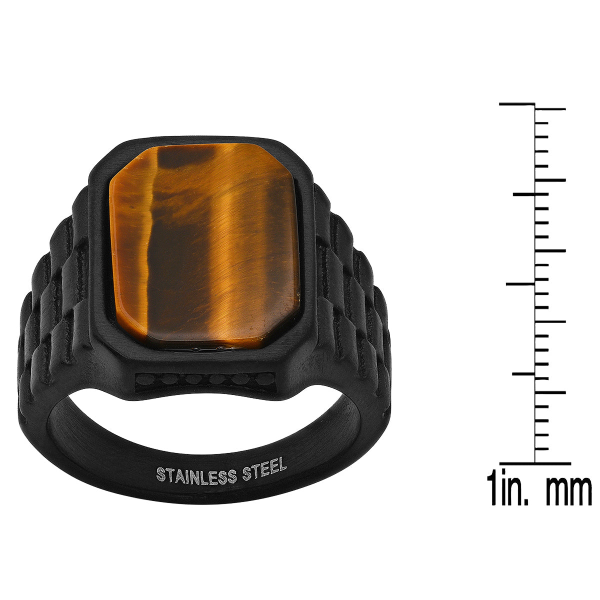 Men's Black IP Stainless Steel and Tiger Eye Ring Hot Sale Online