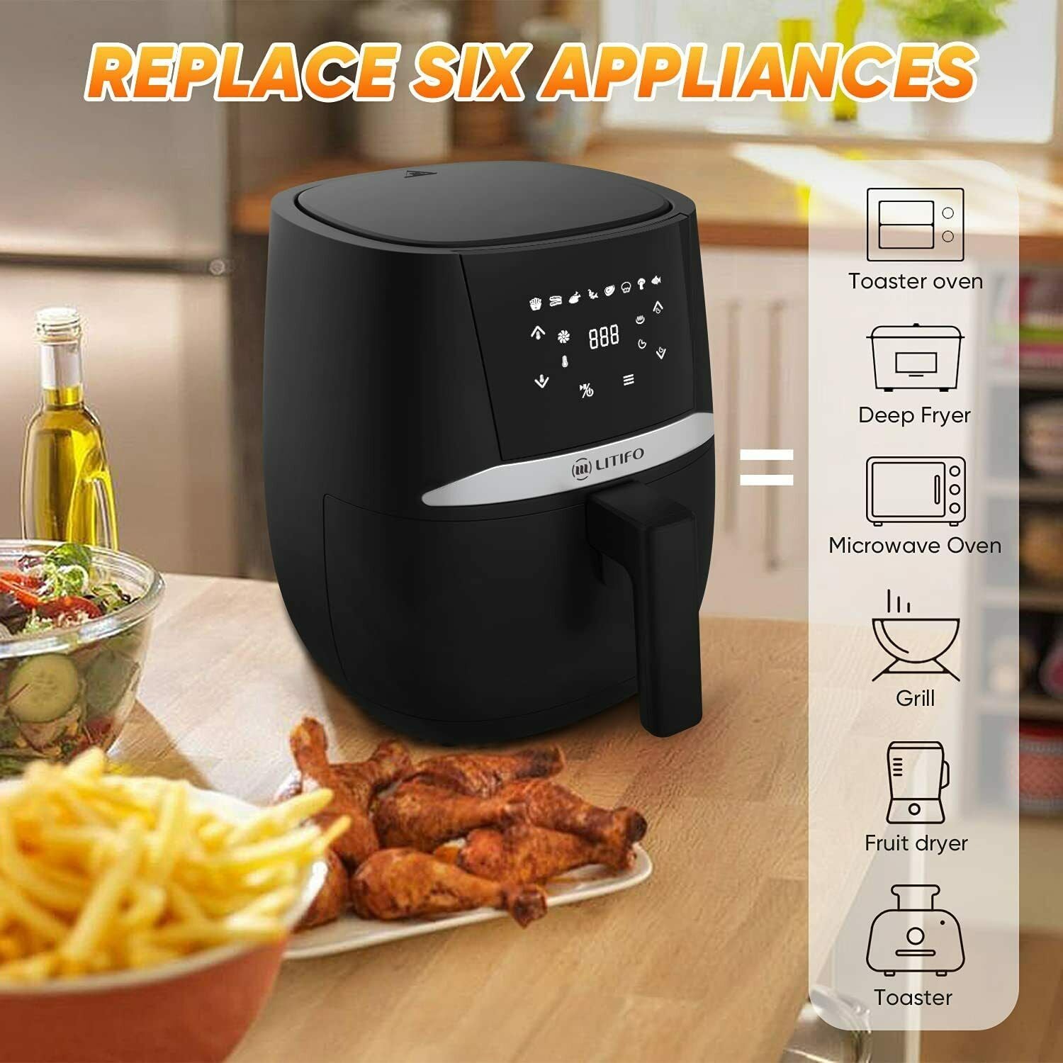 LITIFO 4.5QT Air Fryer with Digital LED Touch Screen Single Basket System View For Sale