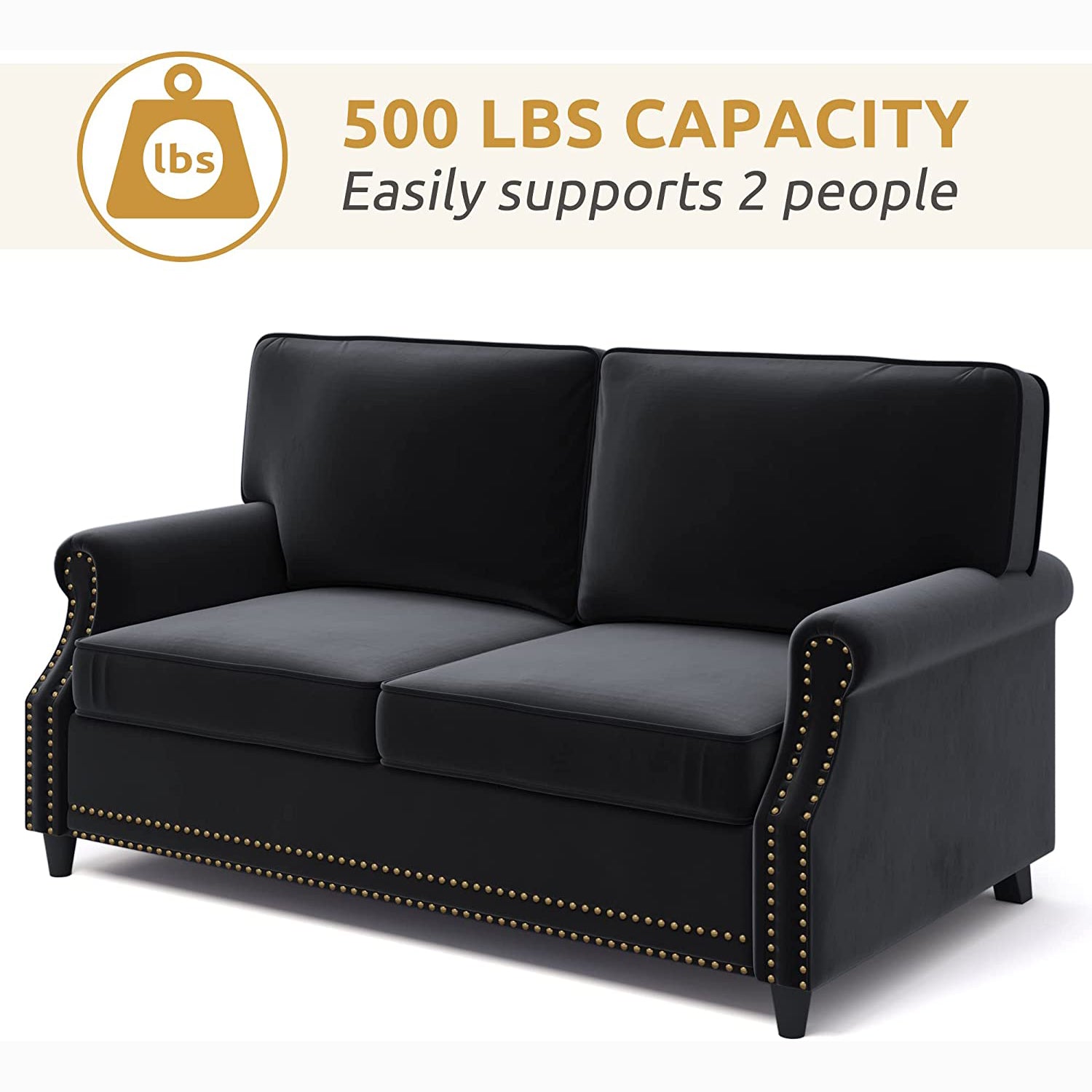 Velvet Roll Up Arm Chair Loveseat with Nail Head Discount Big Discount