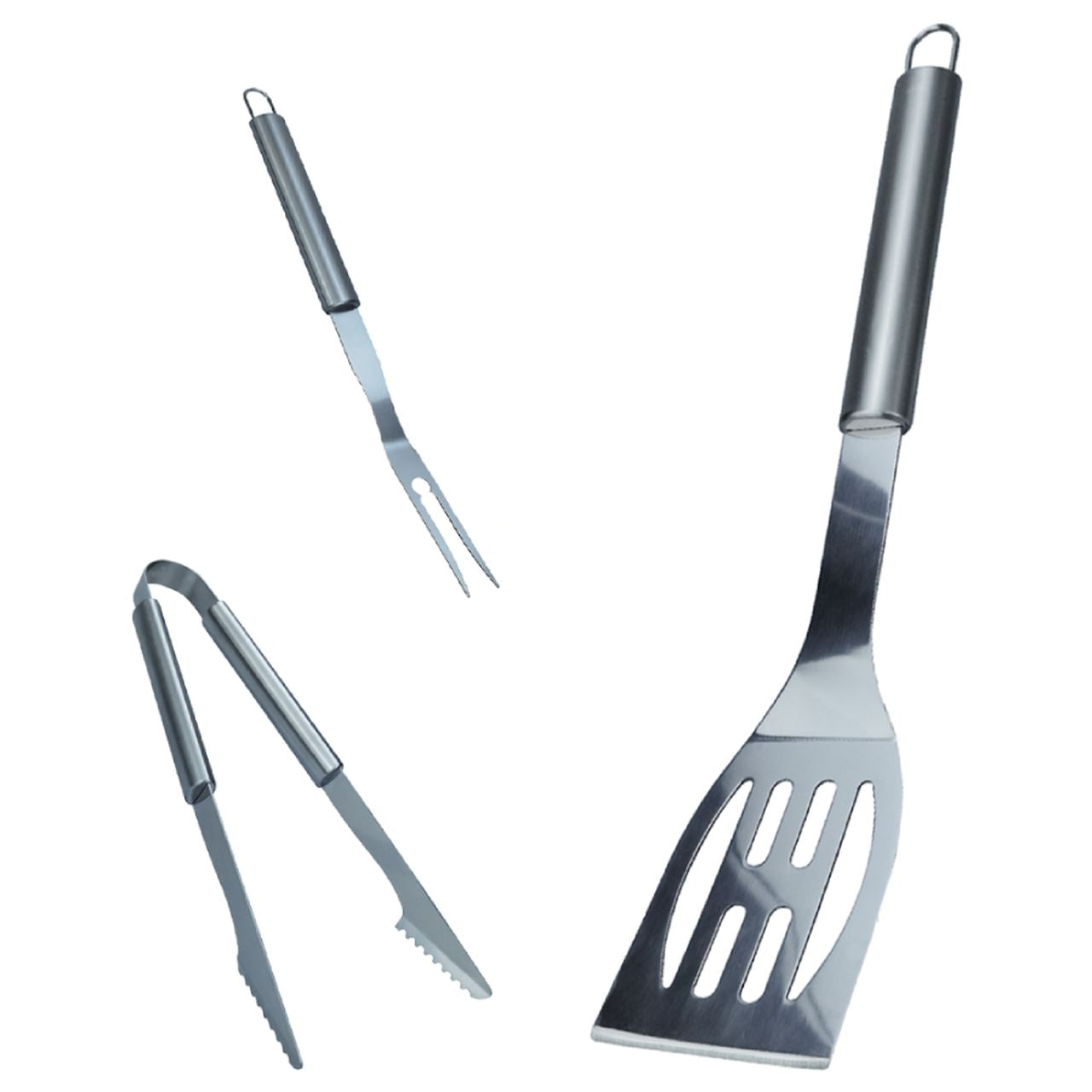 3-Piece: Heavy-Duty BBQ Grilling Stainless Steel Spatula Fork and Tongs How Much For Sale