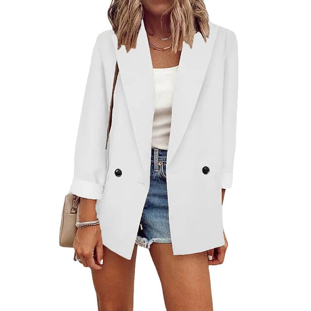 Women's Basic Double Breasted Solid Colored Blazer Sale With Paypal