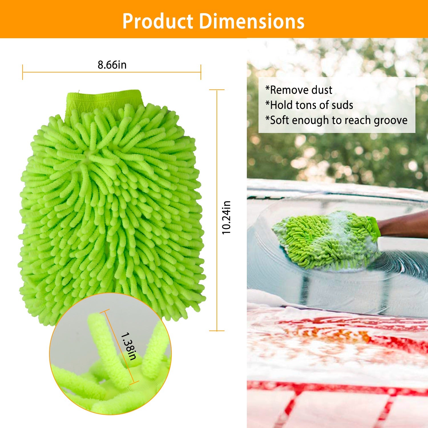 2-Pack: Car Wash Mitt Car Washing Gloves Clearance Low Pice